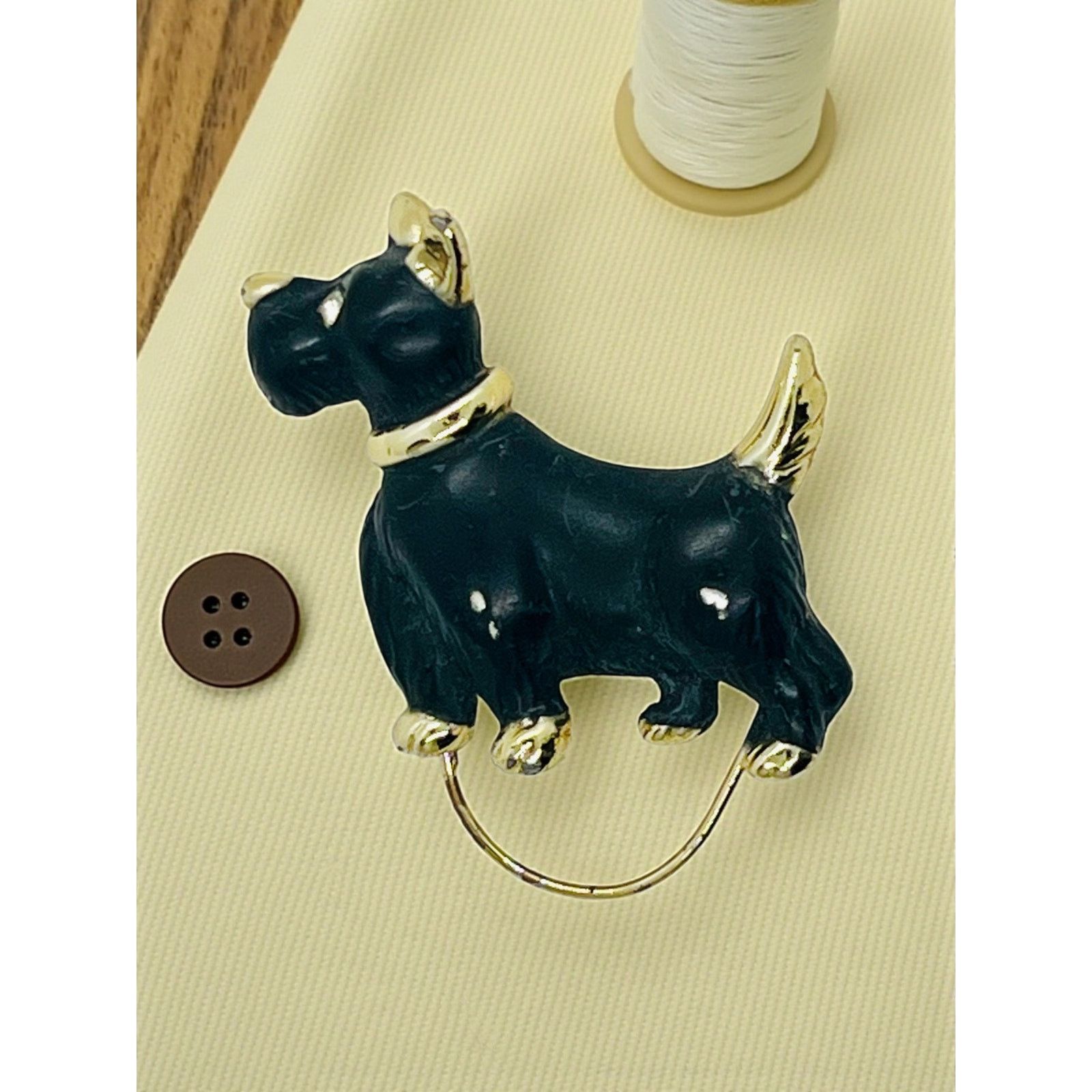 Other Vintage Scottie Dog Brooch Black Enamel-Gold Tone-MCM Size ONE SIZE - 5 Thumbnail