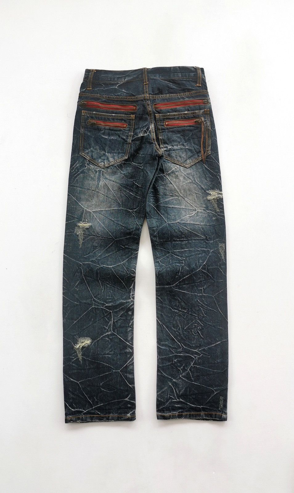 Japanese Brand Distressed Punk Zipper Studded Denim Jeans Size US 28 / EU 44 - 5 Thumbnail