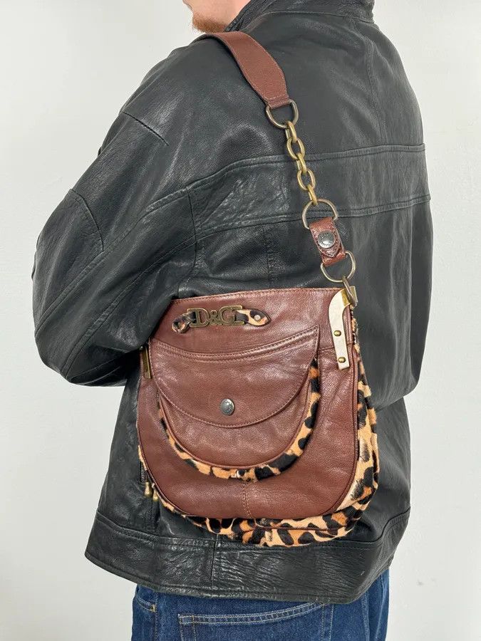 Dolce & Gabbana 2000s Dolce & Gabbana Brown Leather Leopard Handle Bag Size ONE SIZE - 3 Thumbnail
