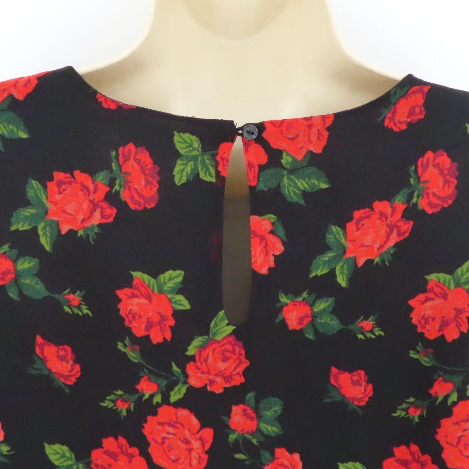 Vintage K/Lab Women Small Red Rose Flower Sheer Ruffle Long Sleeve Shirt Top Blouse Size S / US 4 / IT 40 - 6 Thumbnail