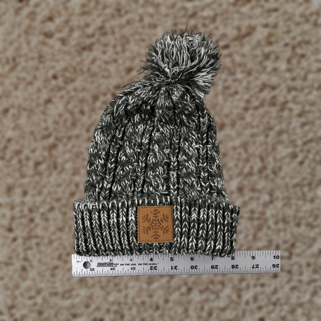 Vintage Gertex Beanie Adult One Size Gray Cable Knit Snowflake 100% Acrylic Pom Hat Mens Size ONE SIZE - 1 Thumbnail