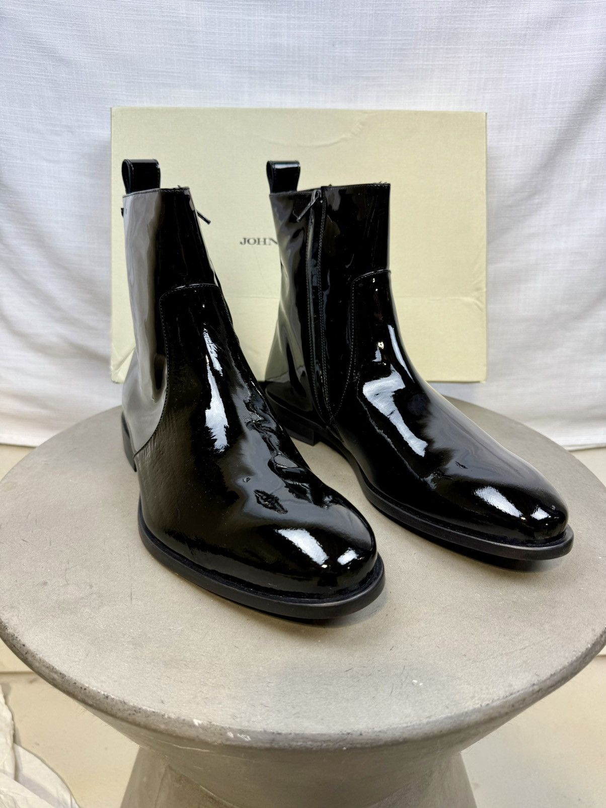 John Galliano Archive New in box Patent Leather Black Zip Boots 42 RARE! Size US 9 / EU 42 - 2 Thumbnail
