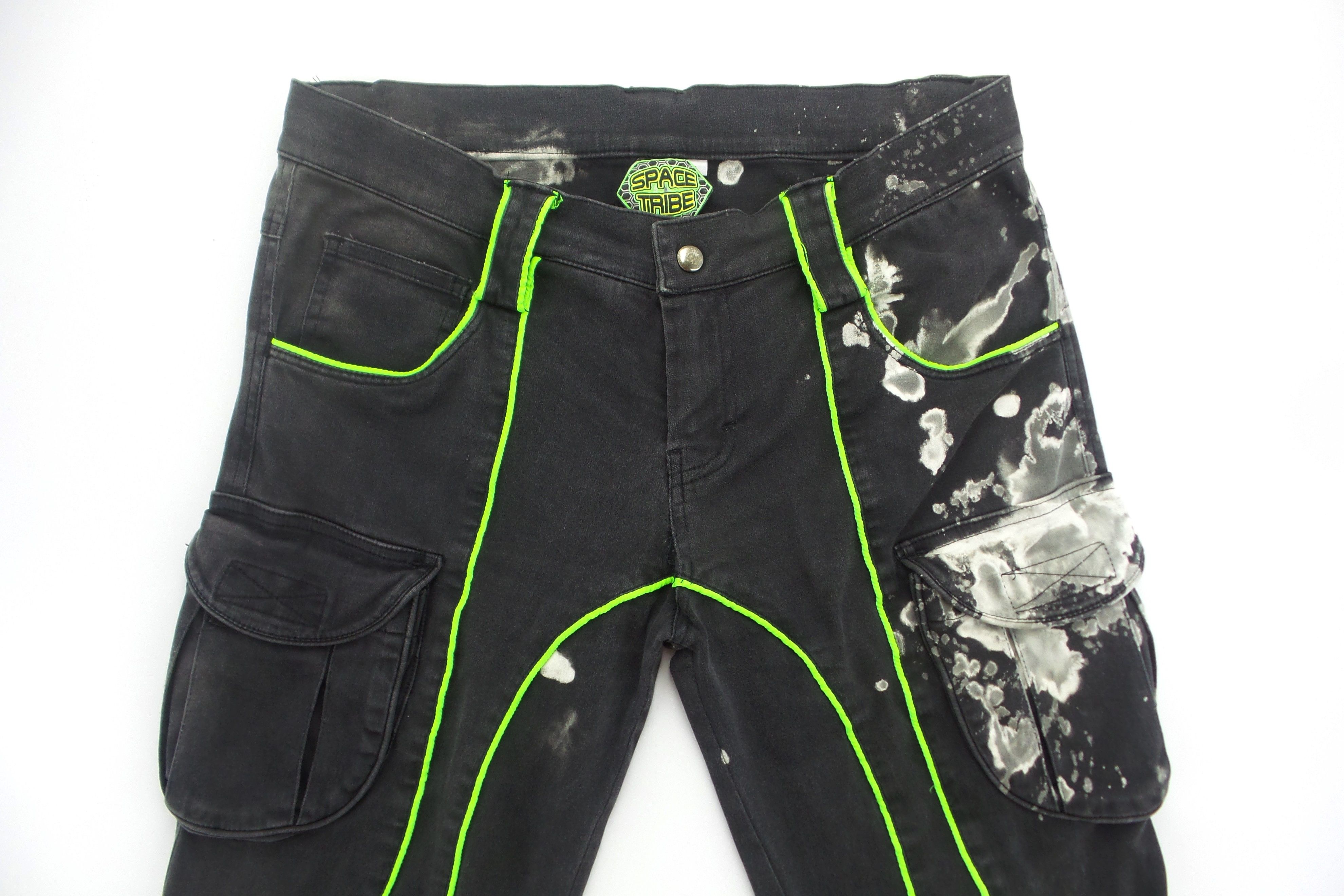 SPACE TRIBE Y2K Multi Pockets Flared Cargo Pants W31xL41