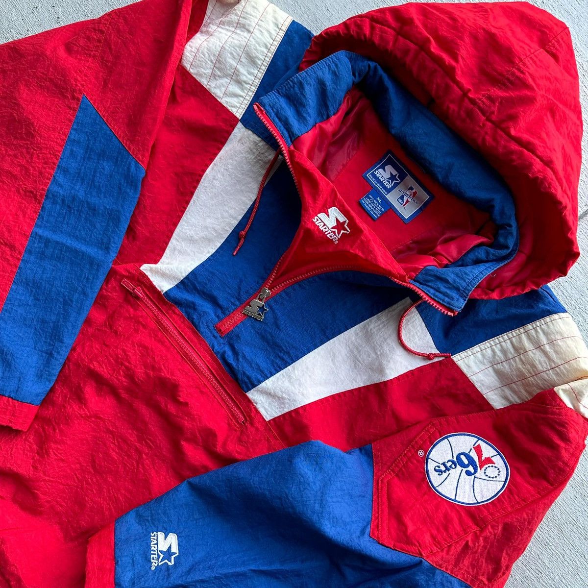 Starter Vintage 90s NBA Philadelphia 76ers Sixers Starter Pullover Size US XL / EU 56 / 4 - 4 Thumbnail