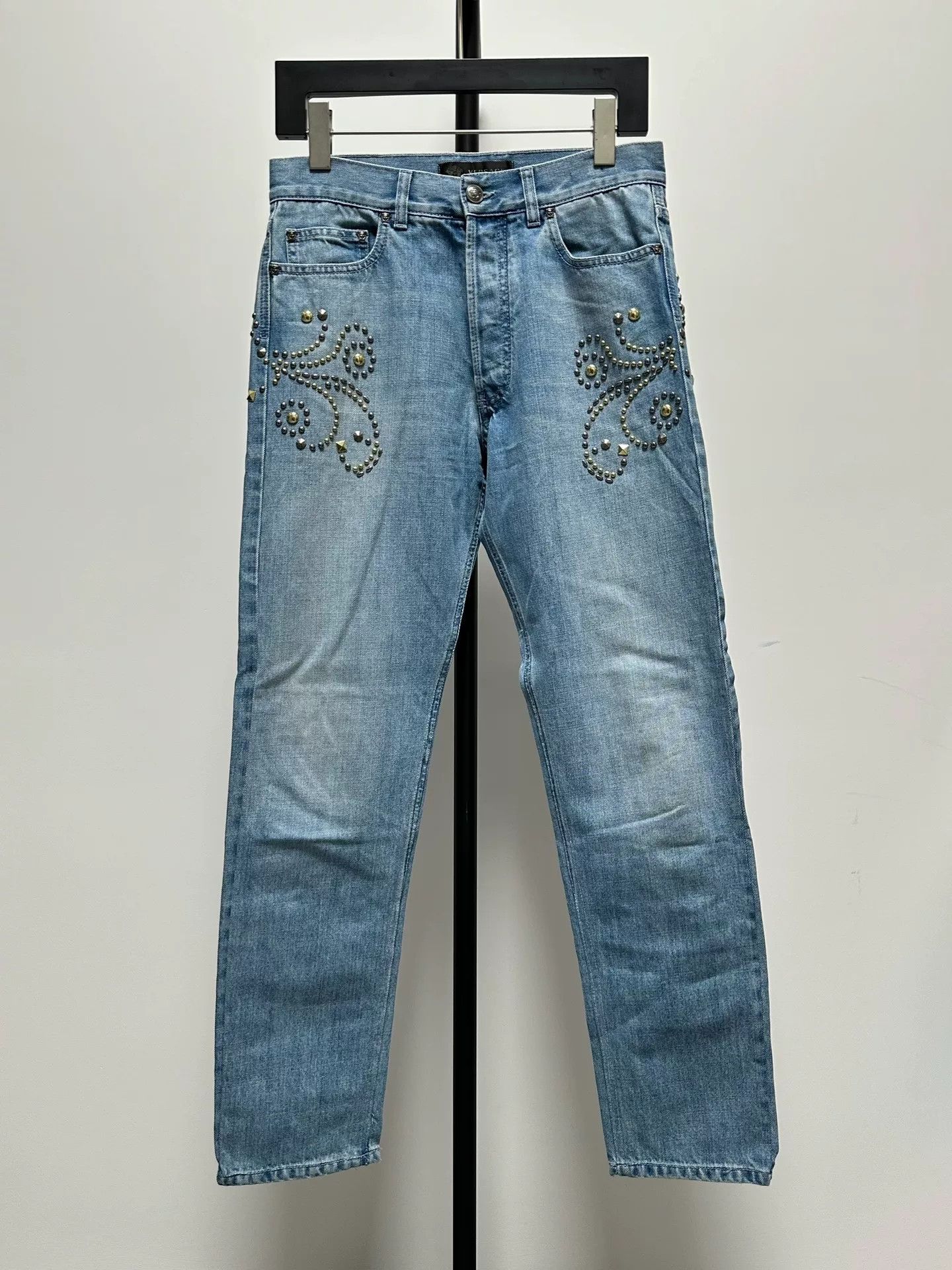 Versace Versace Medusa Leather Patch Studded Jeans Size US 31 - 1 Thumbnail