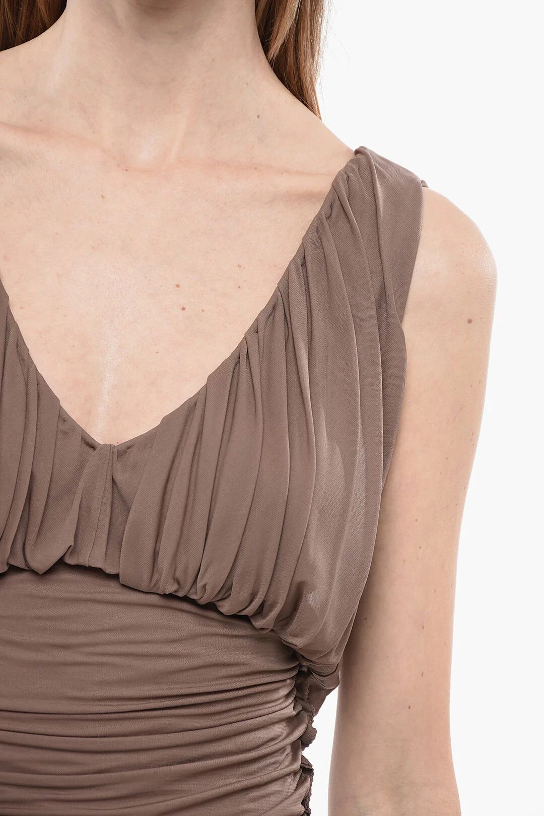 Saint Laurent Paris og1mm0326 Sheer Draped Sleeveless Minidress in Pink Size M / US 6-8 / IT 42-44 - 3 Thumbnail