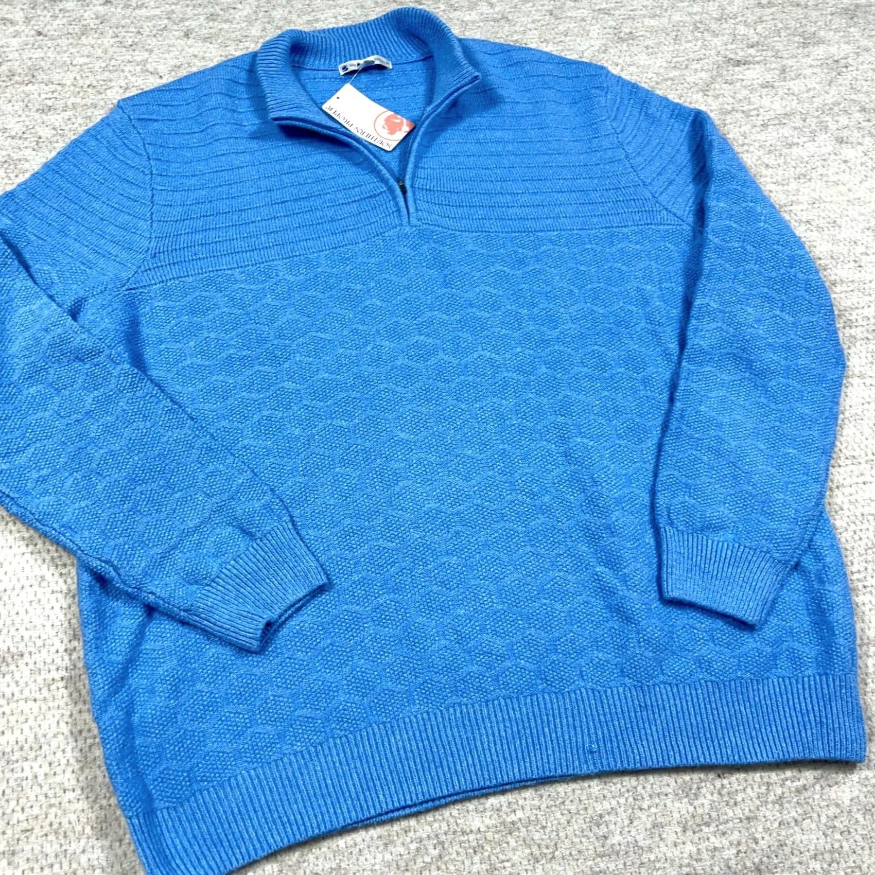 Southern Proper Southern Proper Sweater Men 4X Light Blue Pullover Knit 1/4 Zip Mock Neck Casual Workwear Big & Tall Shirt Size US XXL / EU 58 / 5 - 3 Thumbnail