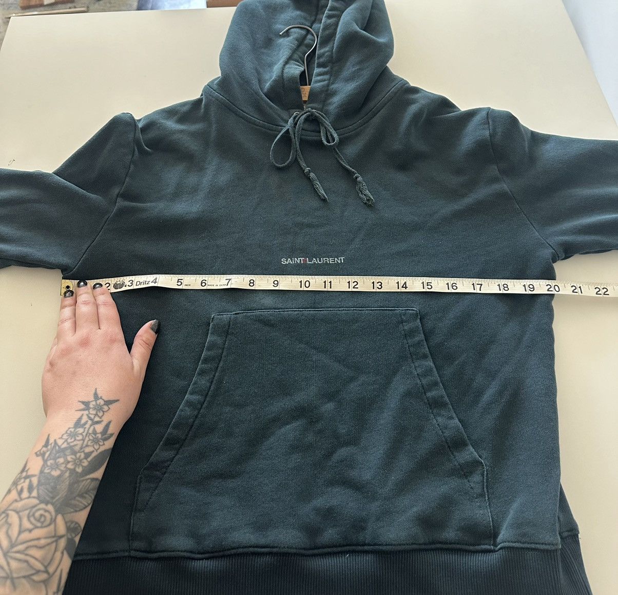 Saint Laurent Paris Saint Laurent YSL Green Spellout Logo Hoodie Pullover XS Size XS / US 0-2 / IT 36-38 - 3 Thumbnail