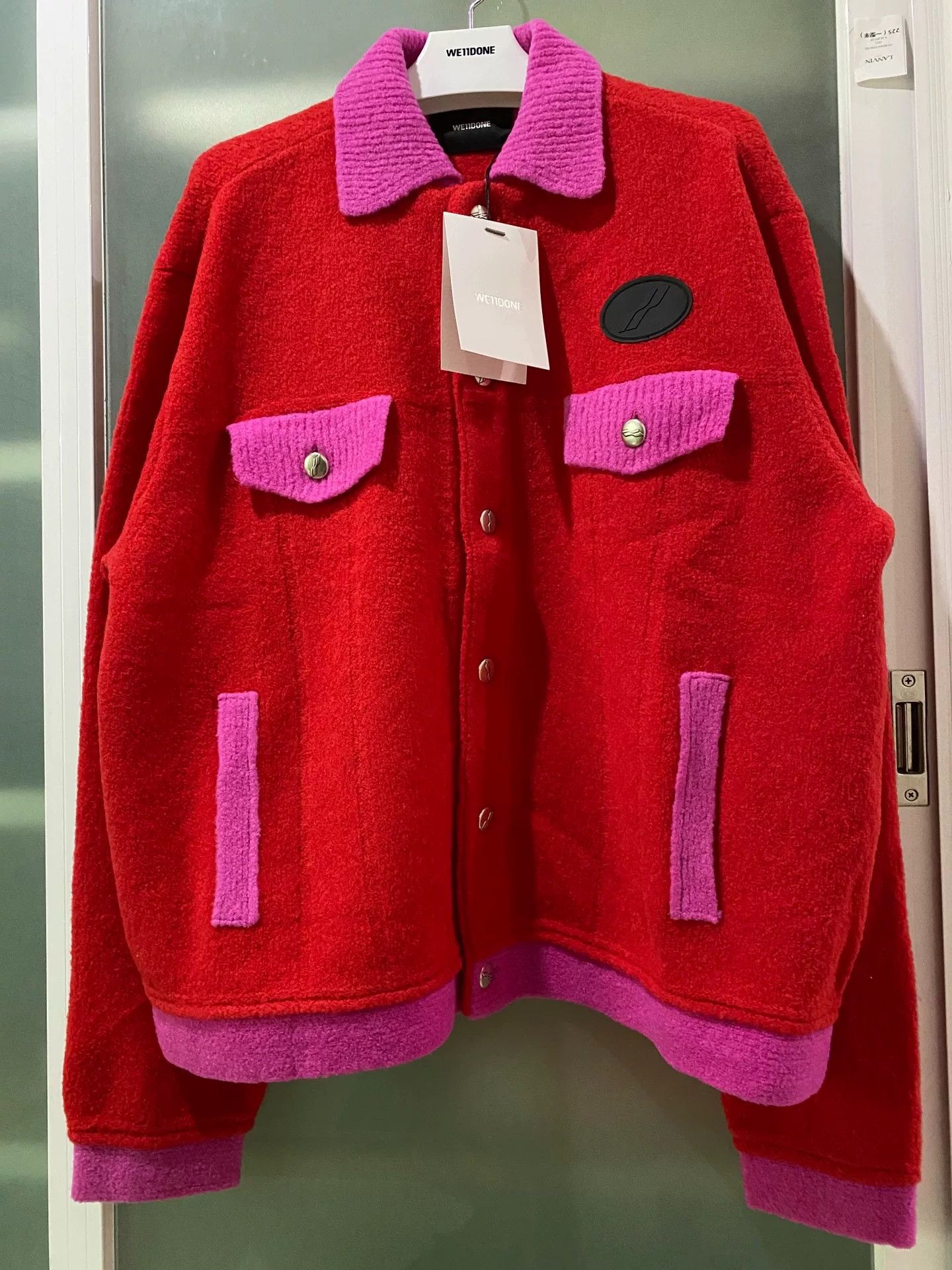 WE11DONE red and pink knit cardigan with logo Size M / US 6-8 / IT 42-44 - 1 Thumbnail