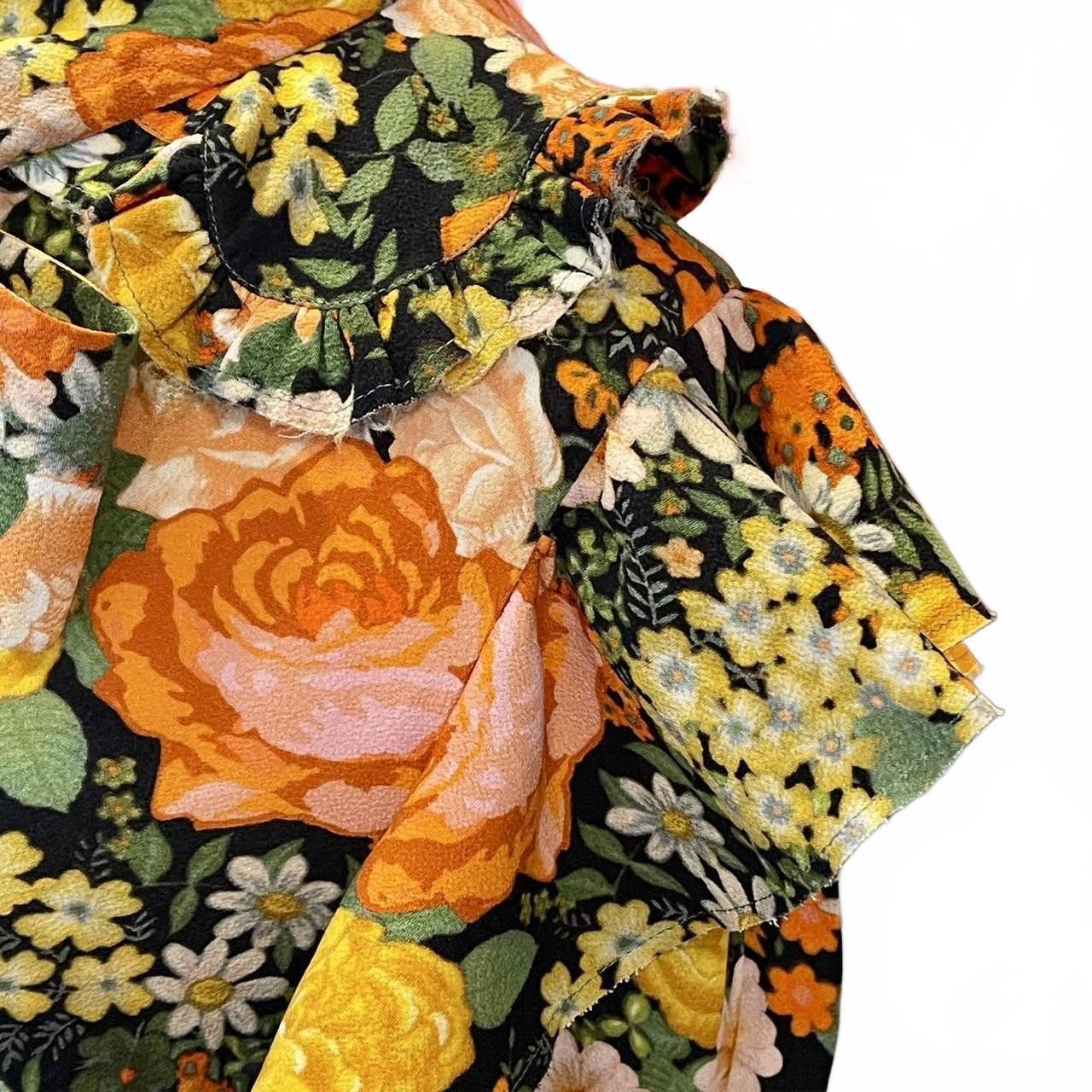 Balenciaga Vintage Floral Ruffled Blouse Size XS / US 0-2 / IT 36-38 - 4 Thumbnail