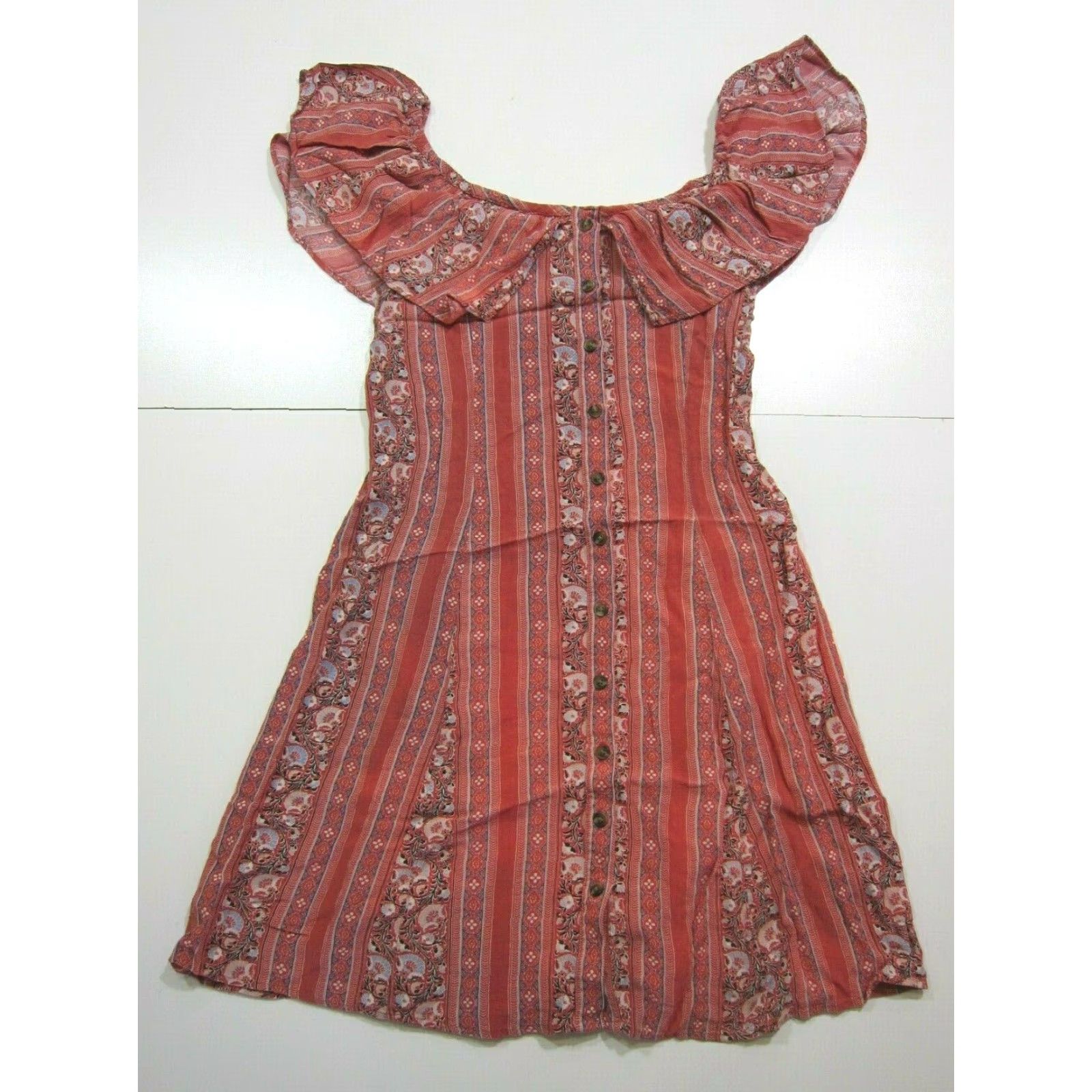 American Eagle Outfitters American Eagle Outfitters 100% Rayon Off Shoulder Sun Dress Women XS Floral Pink Blue Dress Size XS / US 0-2 / IT 36-38 - 7 Thumbnail
