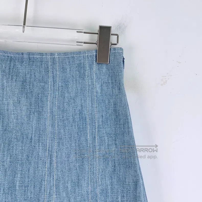 Fendi Fendi Light Blue Double F Embroidered Cotton Side-Slit Cas Size 24" / US 00 / IT 34 - 3 Thumbnail