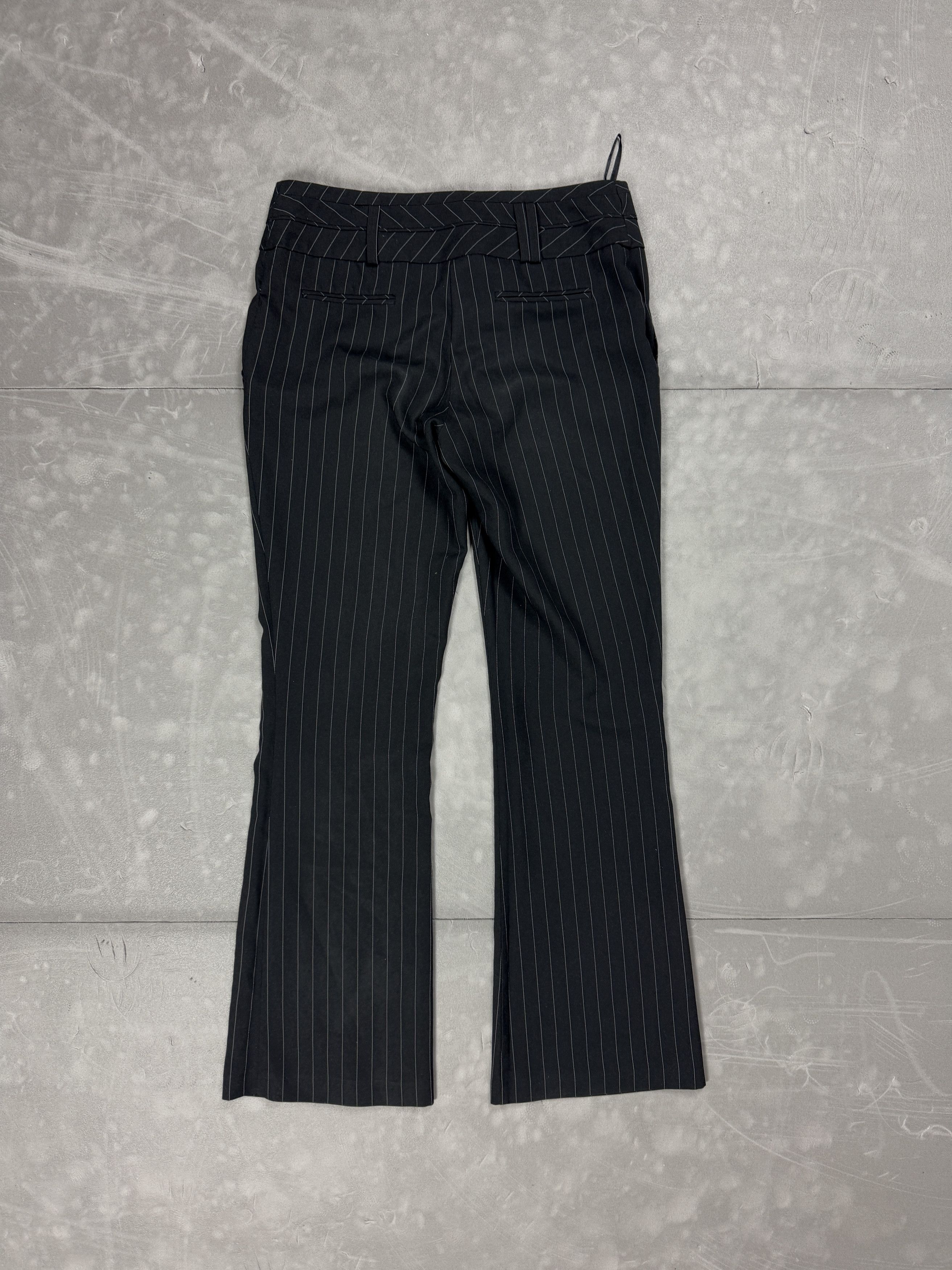Vintage Vintage striped suit pants flared black retro 90s y2k Size 26" / US 2 / IT 38 - 2 Thumbnail