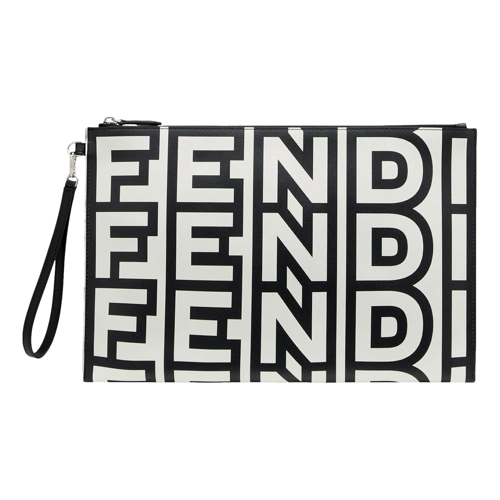 Fendi o1loc1c0824 Size: OS / Large Flat Pouch in Black/White Size ONE SIZE - 1 Thumbnail