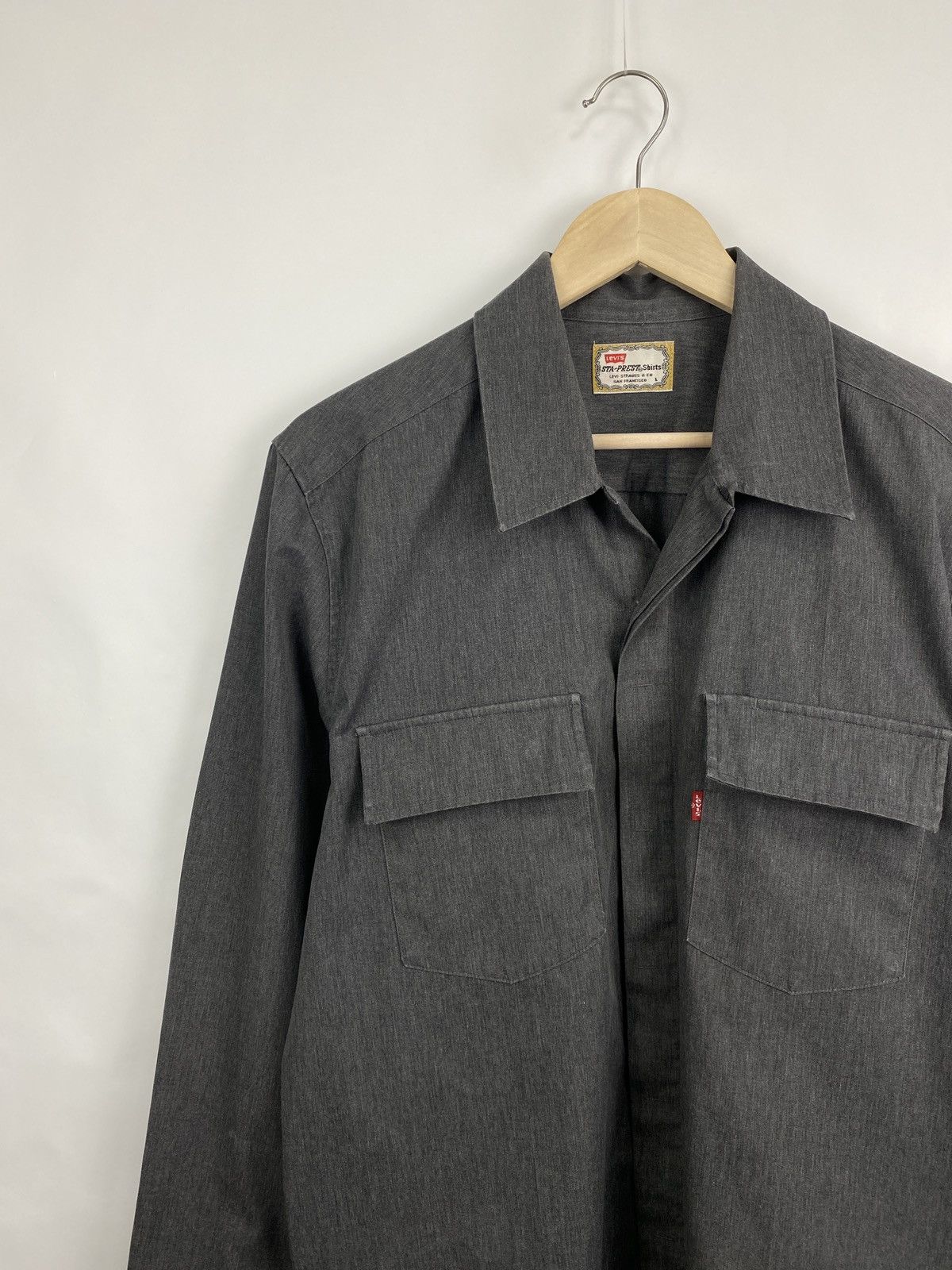Levi's 🇺🇸 Vintage 90s Levi’s Sta Prest Shirt Retro Rare Hype Y2K Size US L / EU 52-54 / 3 - 2 Thumbnail