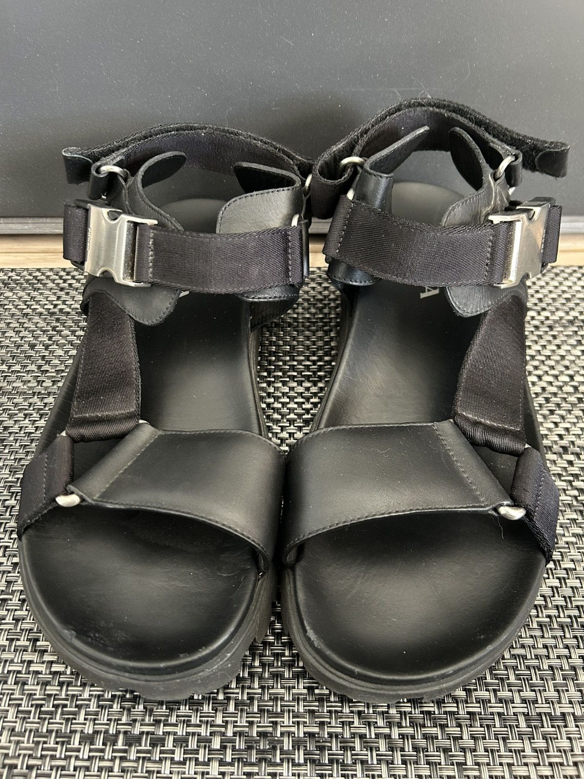 Prada *PRADA* Black Sporty Nylon & Leather Tape Strap Sandals 10 Size US 10 / EU 43 - 2 Thumbnail