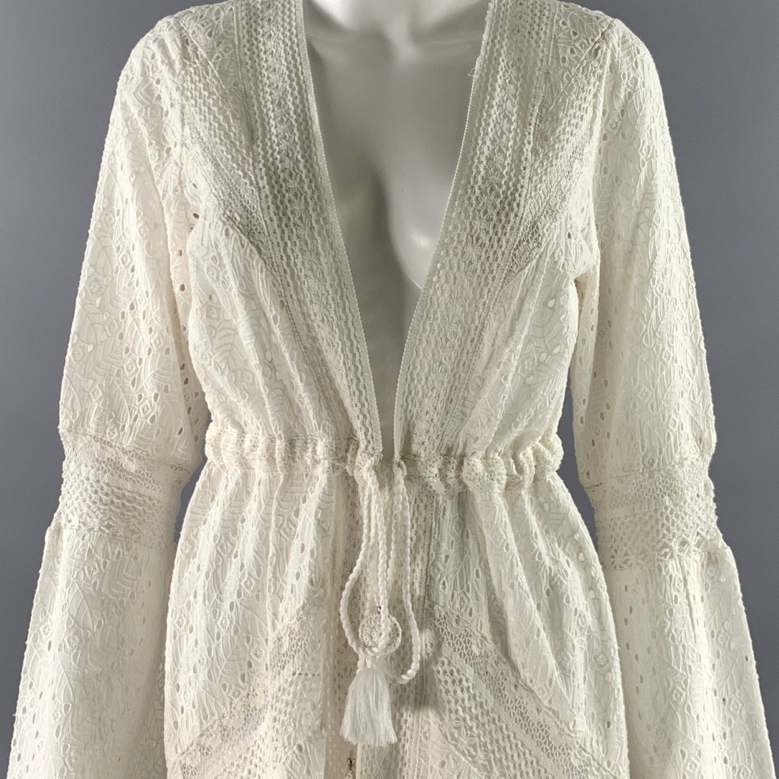 Ramy Brook RAMY BROOK Size S White Cotton Leafs Cardigan Size S / US 4 / IT 40 - 2 Thumbnail