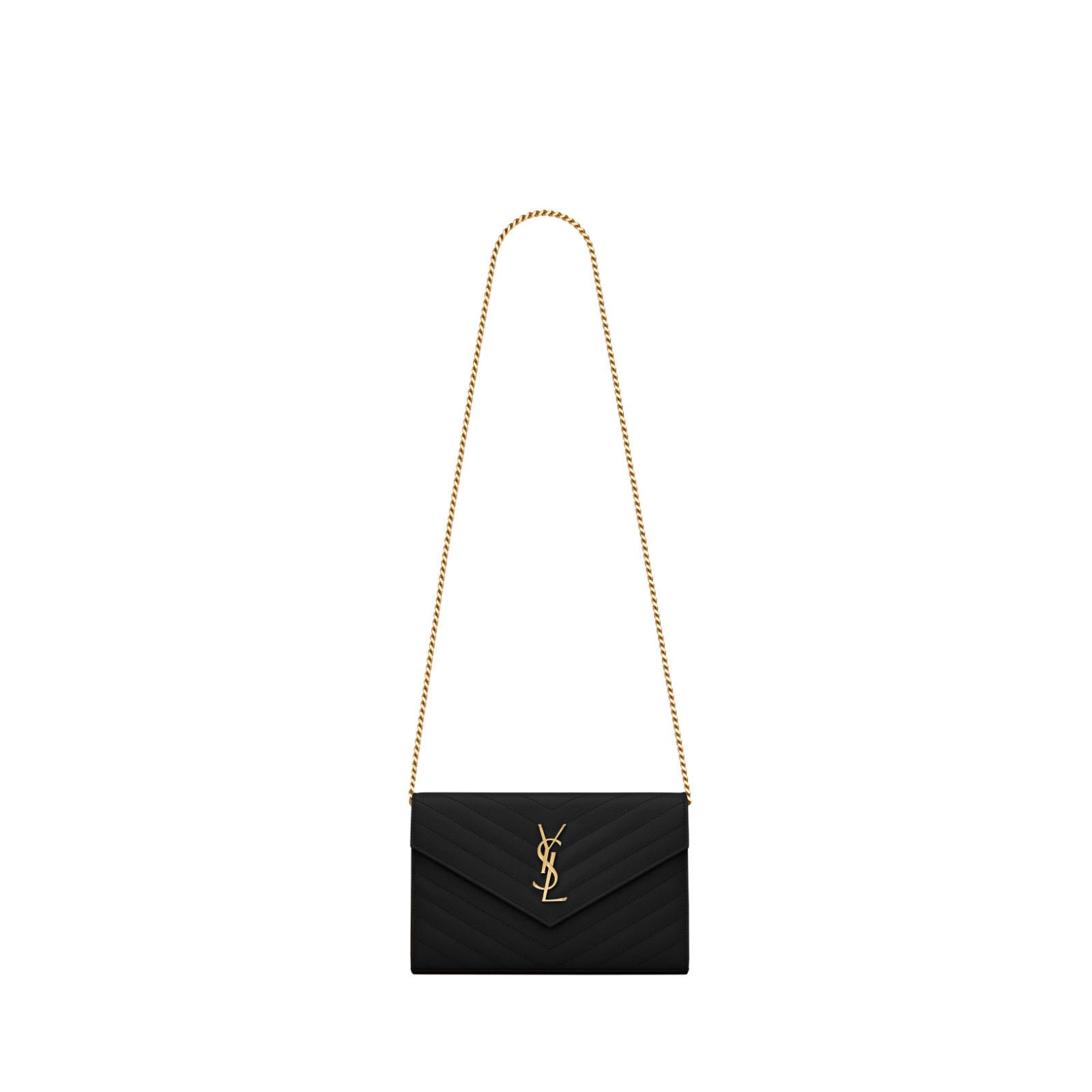 SAINT LAURENT Cassandre Classic $1690 Black Leather Chain Wa