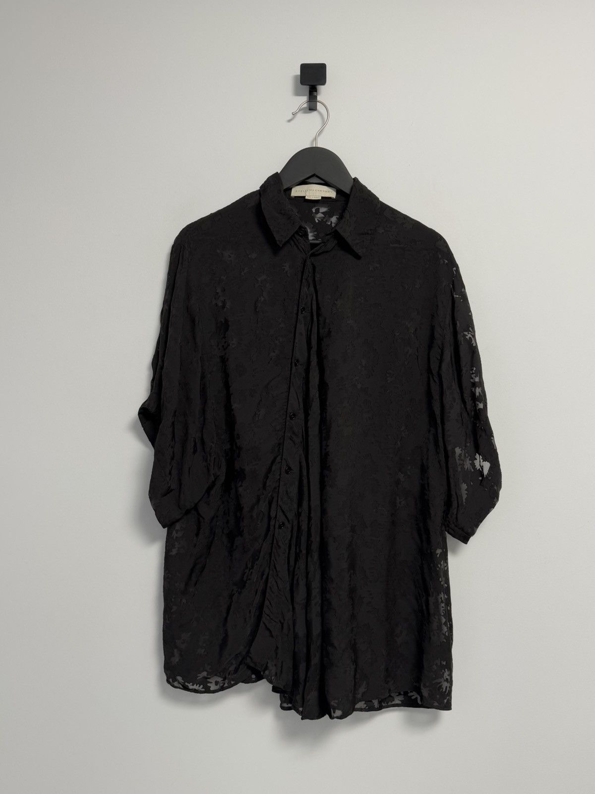 Stella McCartney STELLA MCCARTNEY Black Silk Ruched Shirt Blouse Top Size XL / US 12-14 / IT 48-50 - 1 Thumbnail