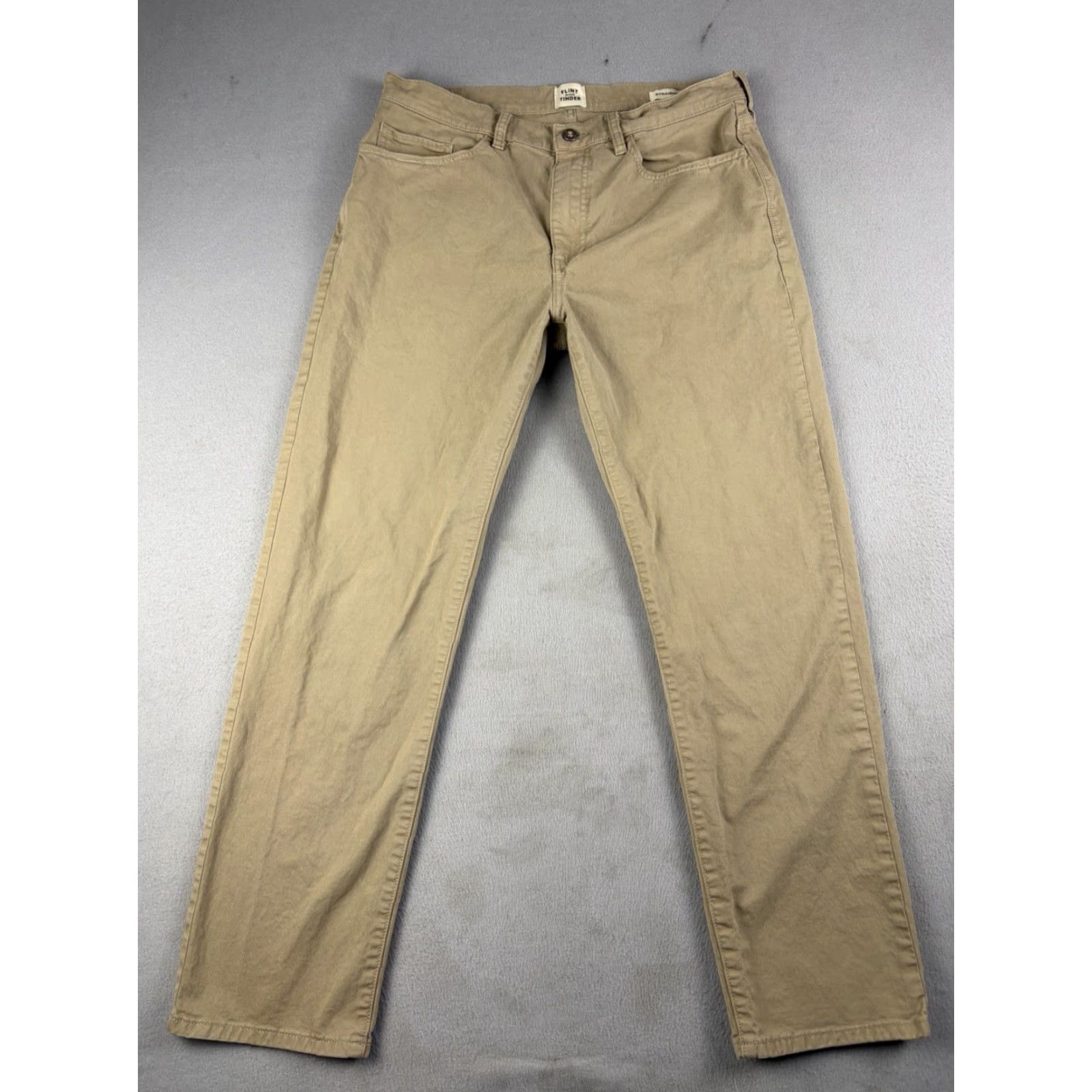 Flint And Tinder Flint and Tinder Pants Mens 33x30 Khaki Brown Tapered Fit Stretch Chino Casual Size US 33 - 2 Thumbnail