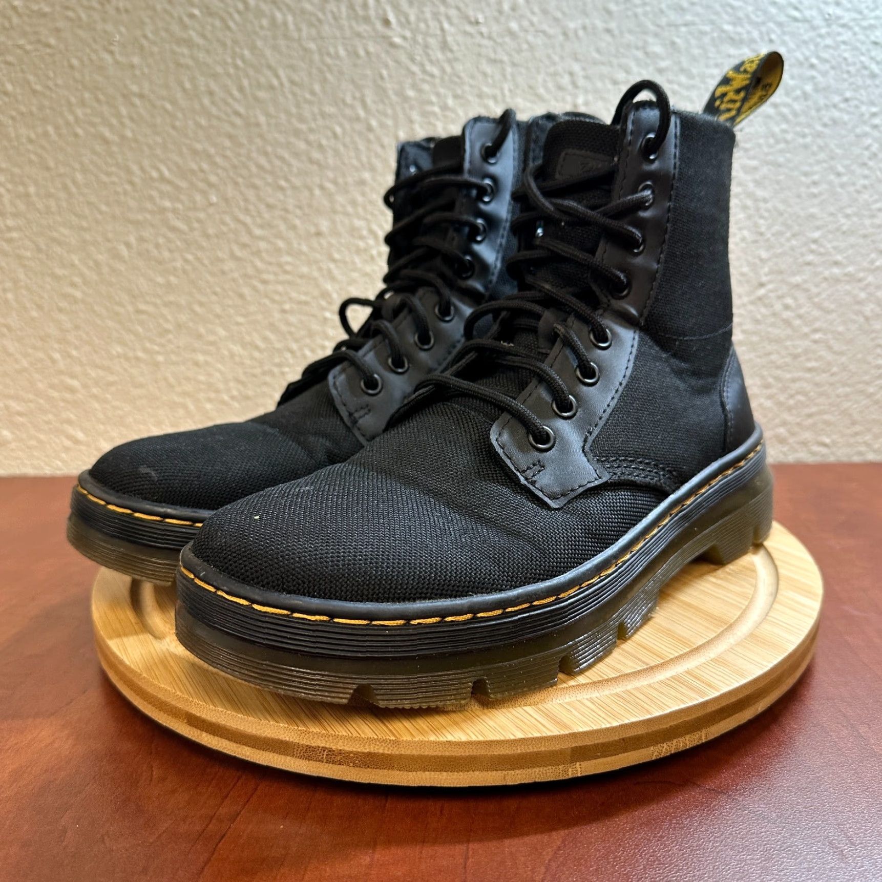 Dr. Martens Dr. Martens Boots Women 9 Black Nylon Canvas Lace Up Combat Opium Casual Travel 9 US Mens Womens Boys Girls Size US 7 / IT 37 - 2 Thumbnail