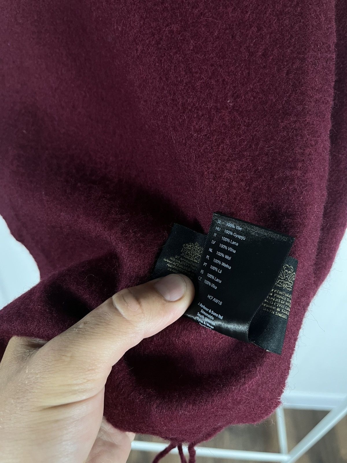 Barbour Barbour Burgundy Lambswool Scarf 195x26 cm Size ONE SIZE - 6 Thumbnail