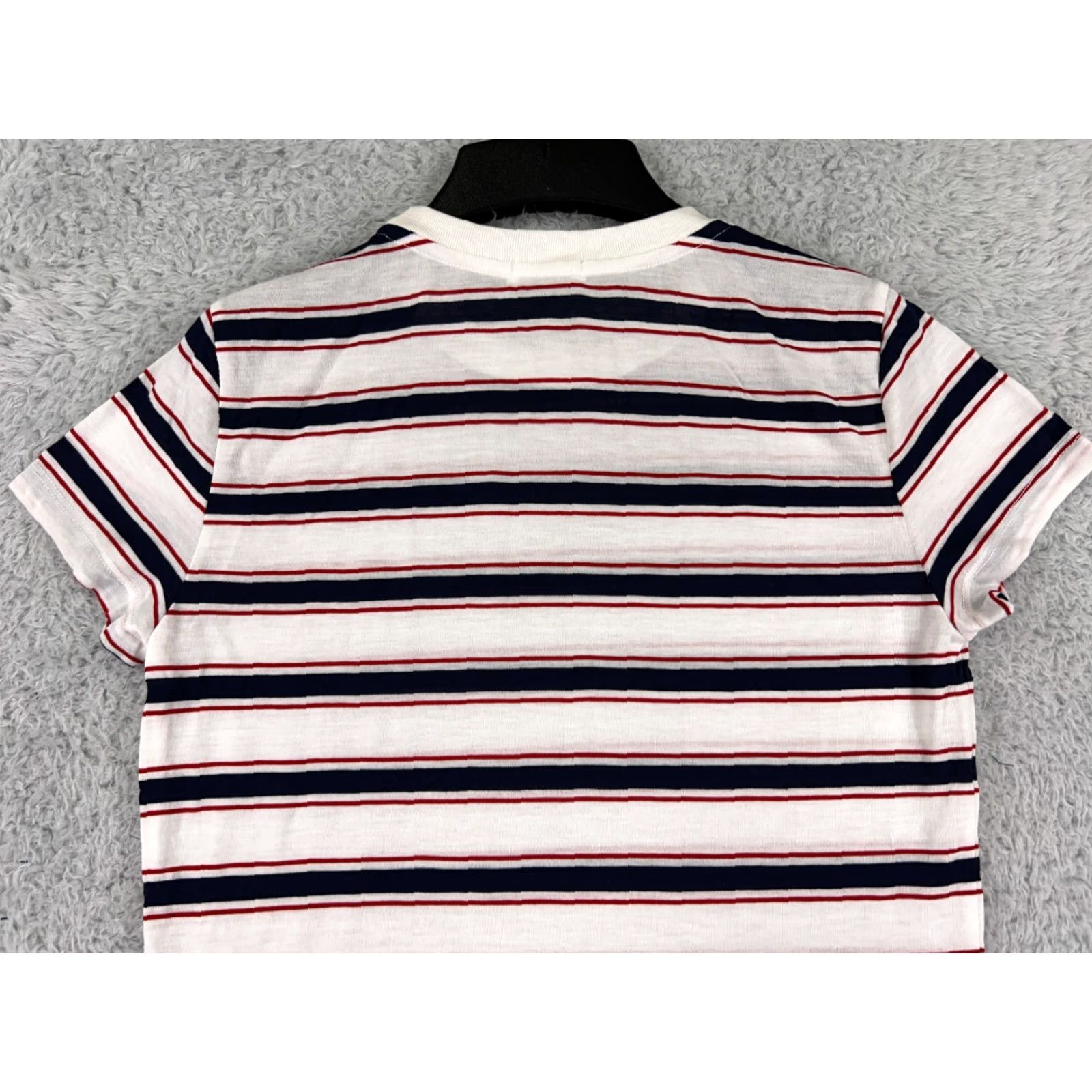 Vintage La Made Shirt Womens Small Red White Blue Striped Short Sleeve Polyester Blend Shirt Adult Small Red White Blue Striped Casual Women's T-Shirt Size S / US 4 / IT 40 - 6 Thumbnail