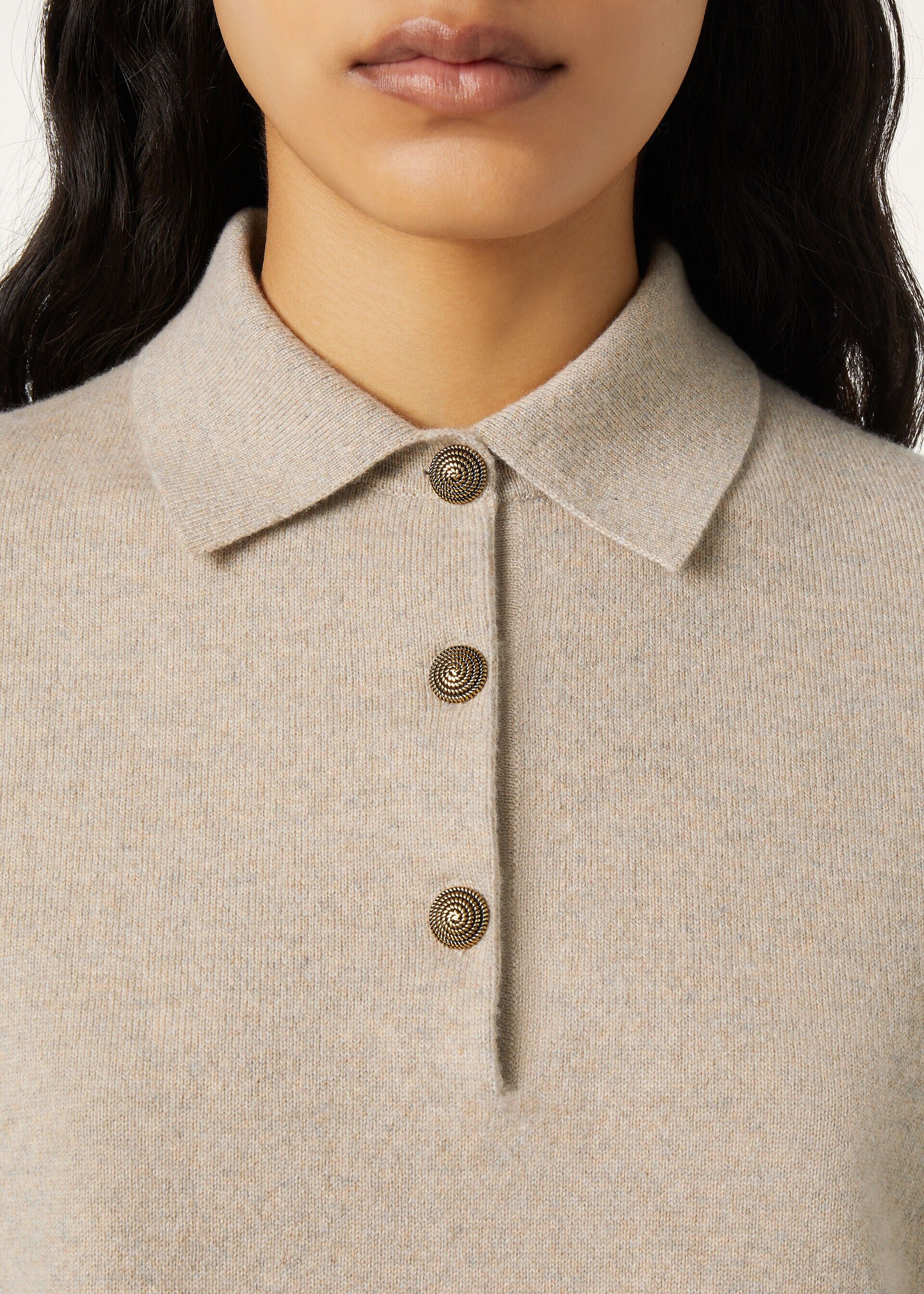 Loro Piana os11x0326 FAQ8643 Classic Polo Shirt in Silver Birch Size M / US 6-8 / IT 42-44 - 3 Thumbnail