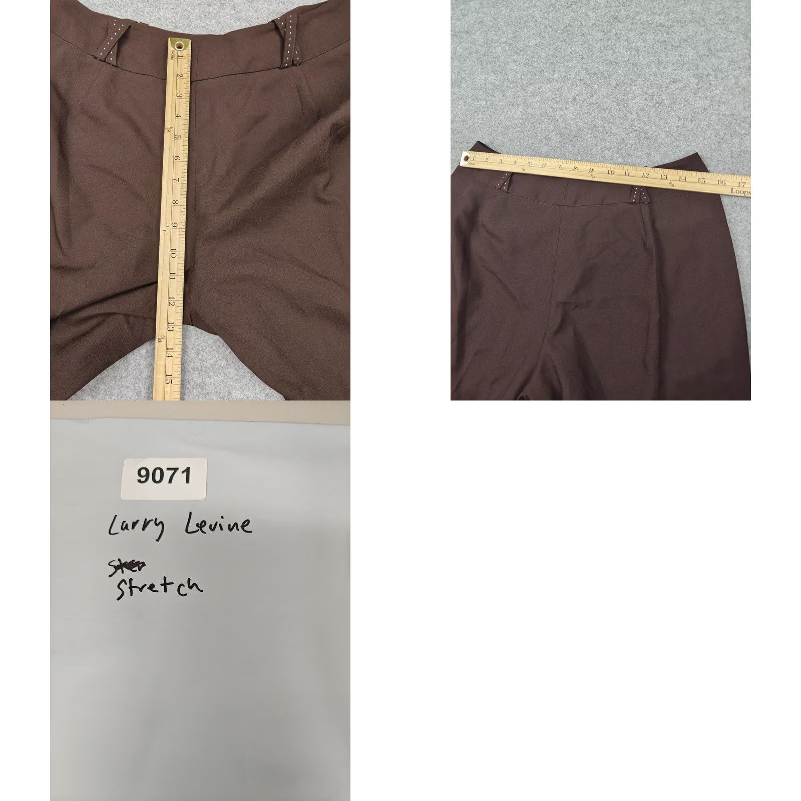 Vintage Larry Levine Pants Womens 10 Brown Twill Stretch Dress Studded Ankle Career New Size 32" / US 10 / IT 46 - 8 Thumbnail