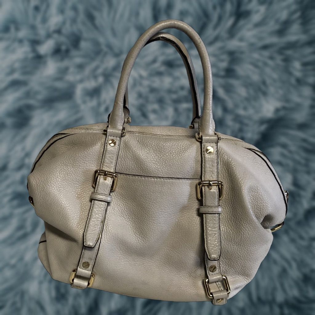 Vintage Michael Kors Hamilton Shoulder Bag White Gold Leather Coat White Lining Medium Womens Vintage No STAINED SEE PICS Size ONE SIZE - 1 Thumbnail