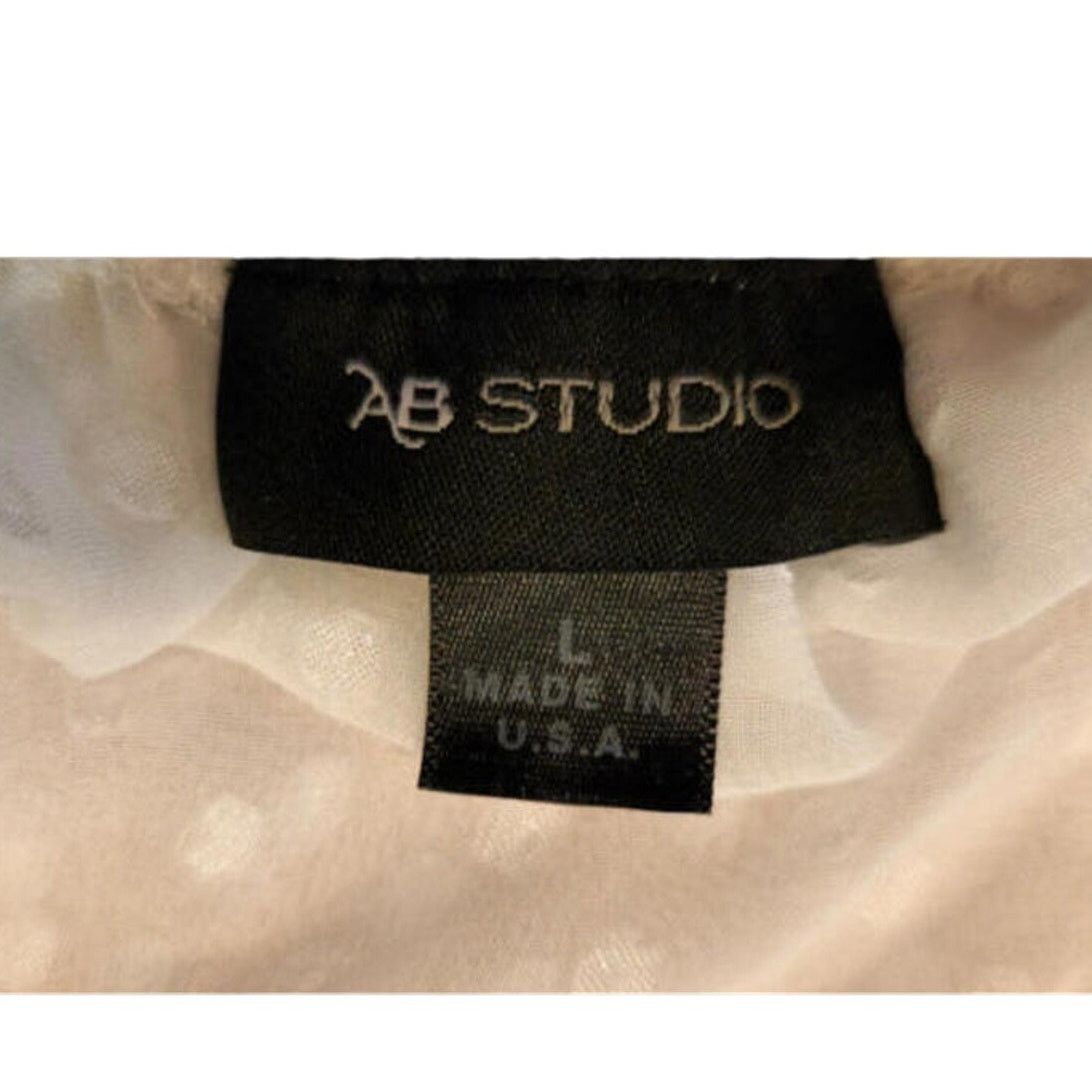 Other AB Studio Size Large Blouse White Sheer Textured Polka Dot Size L / US 10 / IT 46 - 4 Thumbnail