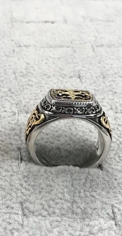 Jewelry × Vintage Punk Carved Pattern Rings Cross Hollow Design Geometry Size ONE SIZE - 4 Thumbnail