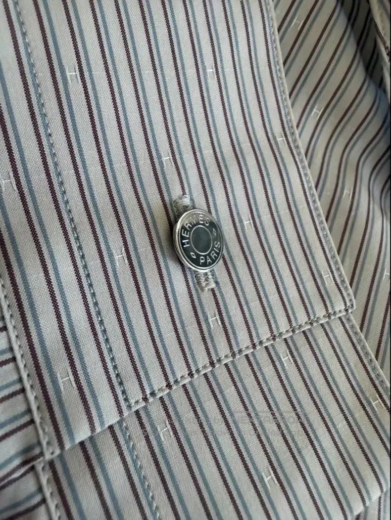 Hermes Hermes Men's Long-Sleeved Striped Shirt Size US XS / EU 42 / 0 - 5 Thumbnail