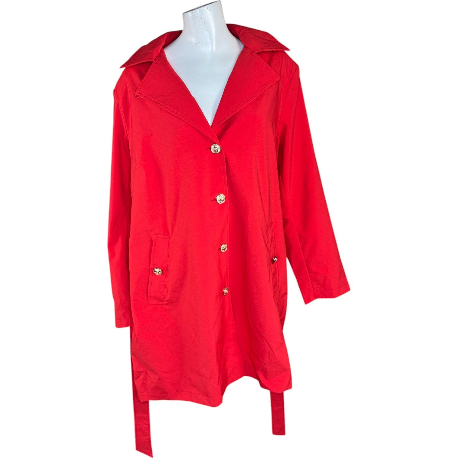 Other Dennis Basso Water Resistant Trench Coat Hood Tomato Red XLP Size XL / US 12-14 / IT 48-50 - 1 Thumbnail