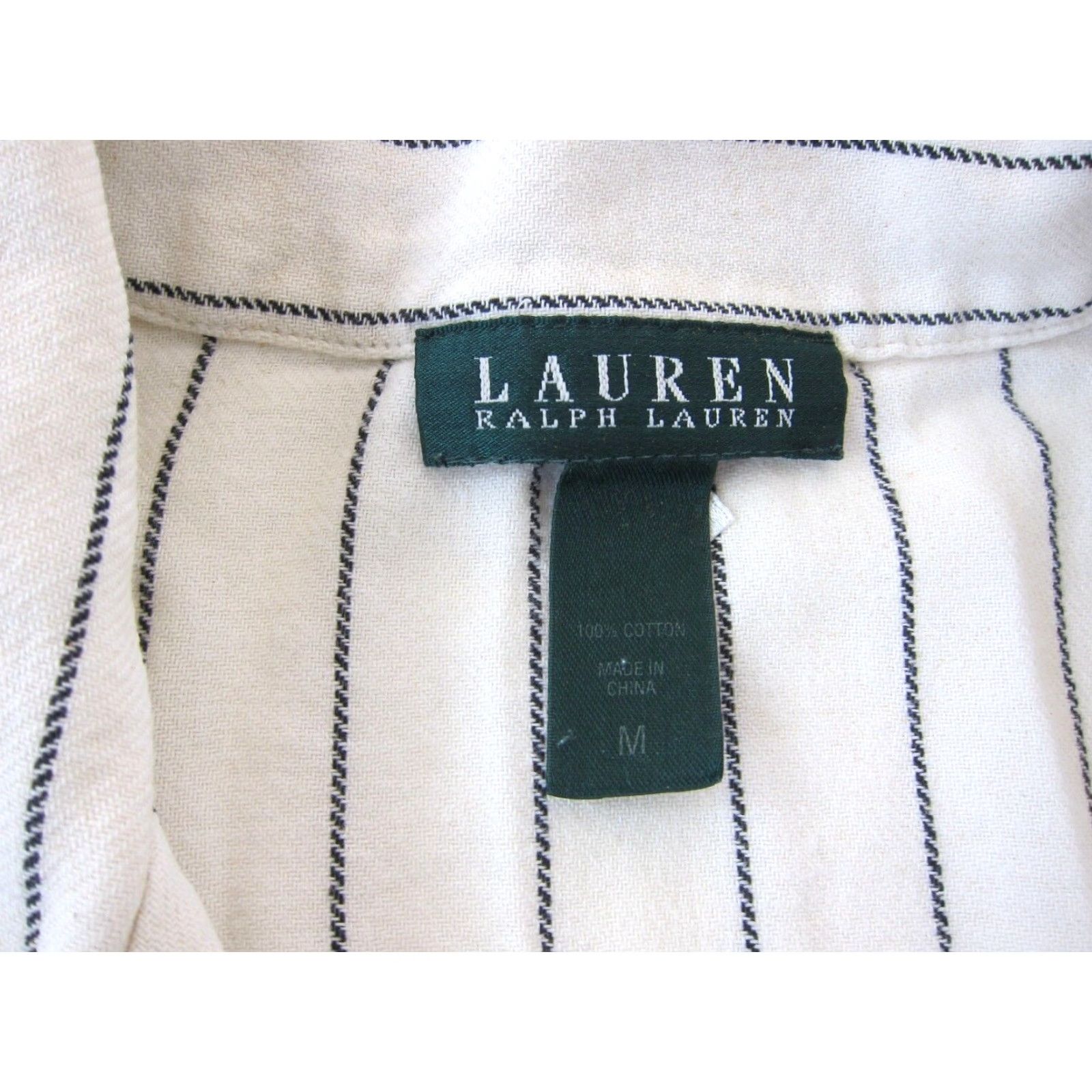 Ralph Lauren VINTAGE Ralph Lauren Green Label Cotton Black Ivory Stripe Collared Pajama Shirt M Size M / US 6-8 / IT 42-44 - 4 Thumbnail