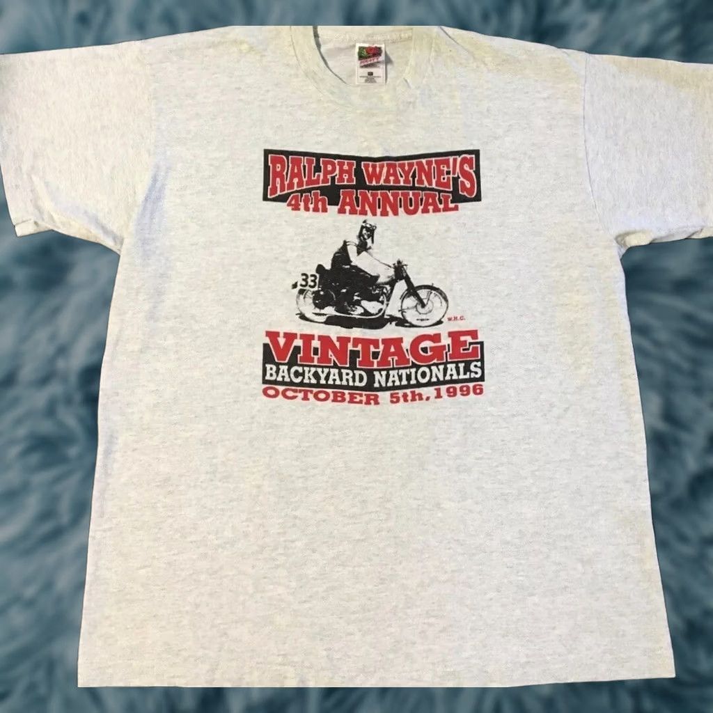 Vintage VINTAGE Ralph Wayne Backyard Motorcycle Race Shirt XL Gray Mens Biker Car Grunge 90s DistressedSportsRetro Size US XL / EU 56 / 4 - 1 Thumbnail