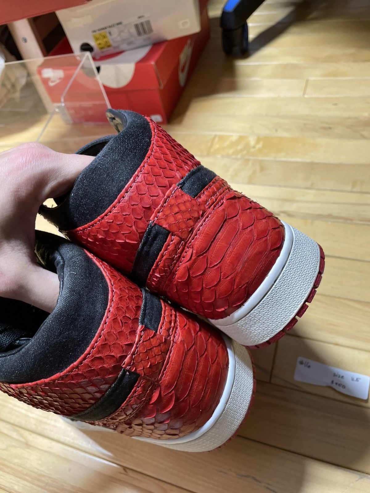 Jordan Brand × Nike Jordan retro 1 bred Python custom Size US 11 / EU 44 - 4 Thumbnail