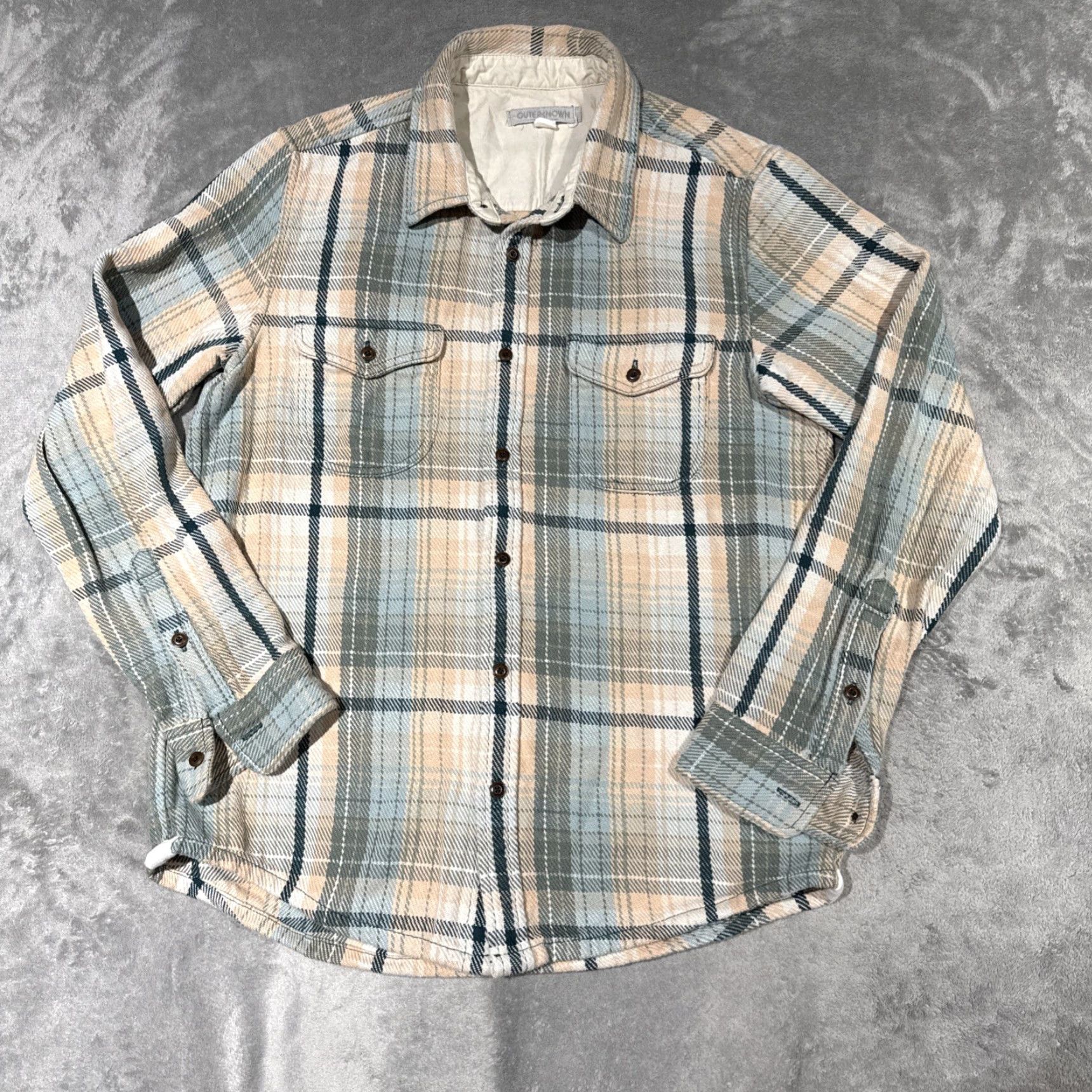Outerknown Outerknown Shirt Mens Large Button-Up Plaid Blanket Organic Cotton Multicolor Blue Pink White Long Sleeve Pocketed Size US L / EU 52-54 / 3 - 2 Thumbnail