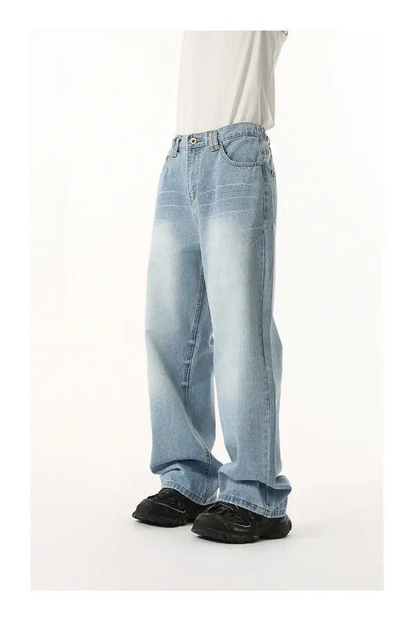 VIBE Japanese retro washed elastic waist straight loose jeans Size US 32 / EU 48 - 4 Thumbnail