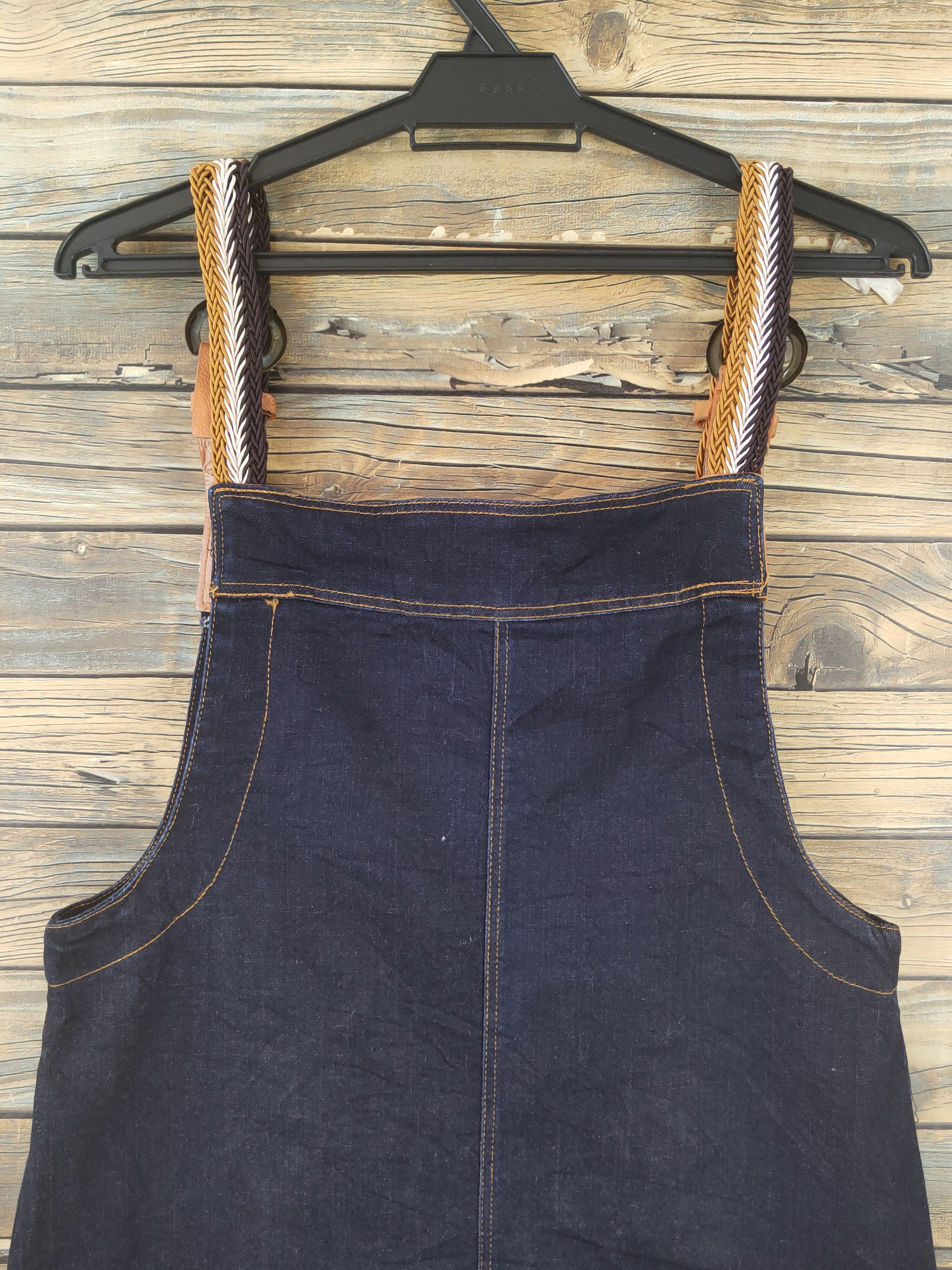 Japanese Brand × Vintage Avant Garde by Jianjian Yilian DarkBlue Denim Skirt Jumpsuit Size 35" - 6 Thumbnail