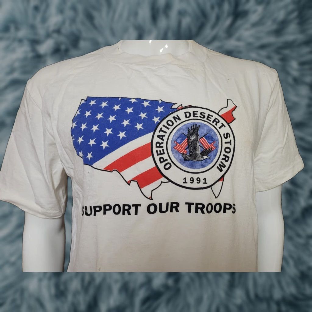 Vintage VTG Operation Desert Storm 1991 Soffe's Choice T Shirt Large Men Short Sleeve Cotton White Crew Neck Military Guns Hunting Theme Size US L / EU 52-54 / 3 - 1 Thumbnail