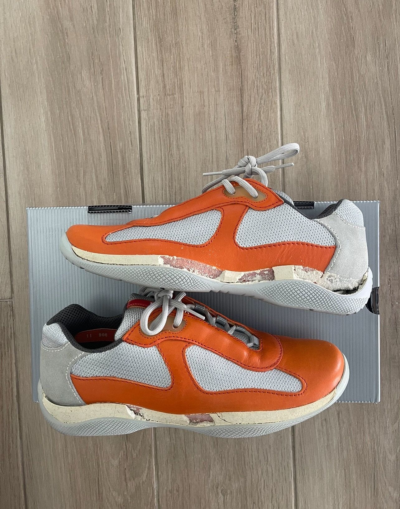 Prada Vintage America's Cup Leather Mesh Sneakers