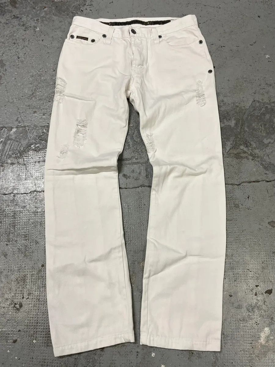 Designer × Dolce & Gabbana × Vintage AW2003 Dolce & Gabbana White Distressed Pants Size US 31 - 1 Thumbnail