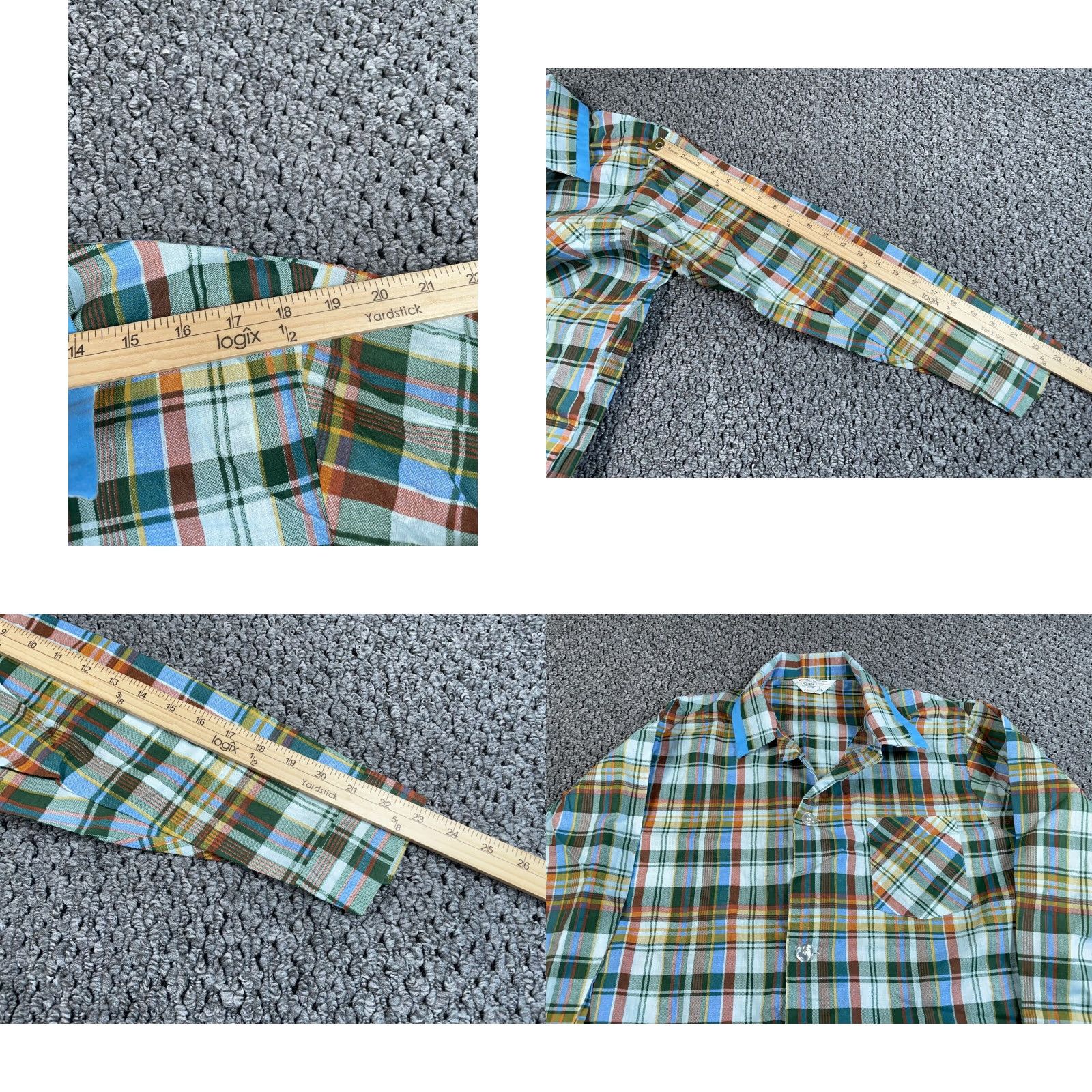 Vintage VINTAGE J. C. Penney Plaid Pajama Shirt Camp Collar Long Sleeve Button Front Lightweight 50/50 Blue Brown Check Adult Large Mens Pajama Top Size US L / EU 52-54 / 3 - 8 Thumbnail