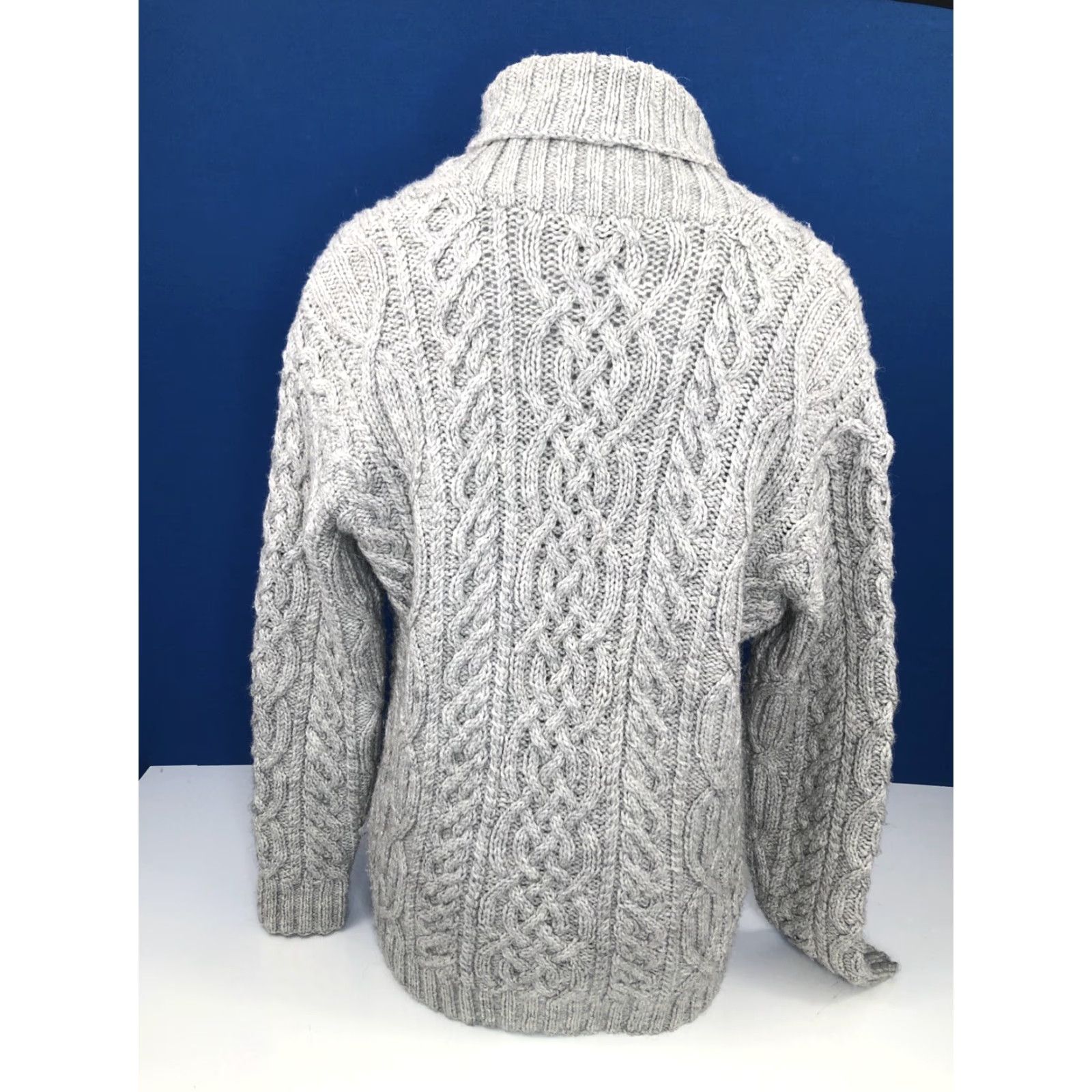 Ralph Lauren LAUREN / RALPH LAUREN Hand Cable Knit ALPACA Fisherman Blend Lg. Shawl Sweater Shirt Pullover Gray Mens Size L Size US L / EU 52-54 / 3 - 5 Thumbnail