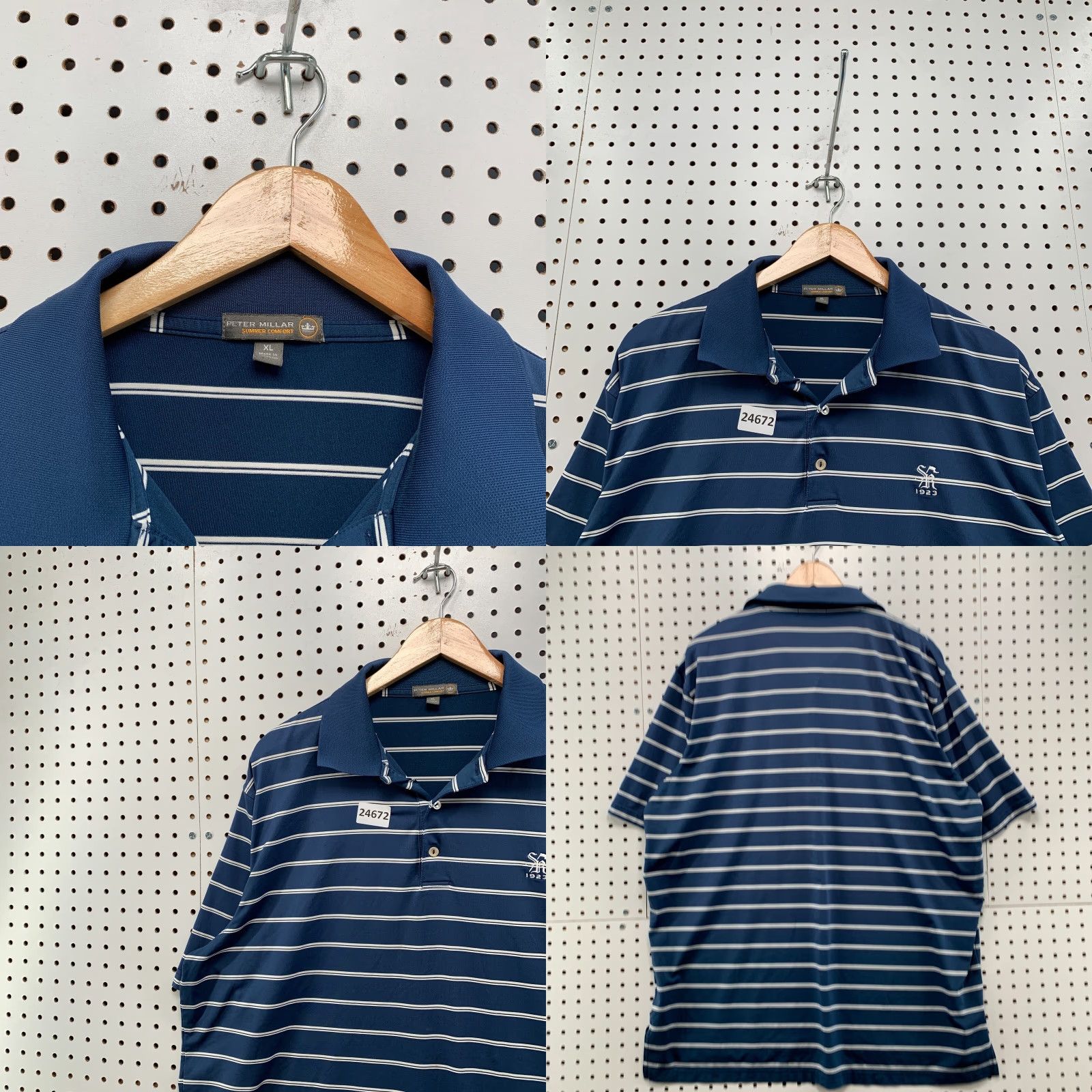 Peter Millar VINTAGE Peter Millar Summer Comfort Polo Shirt Blue White Striped Men XL 25x33.5 Size US XL / EU 56 / 4 - 8 Thumbnail