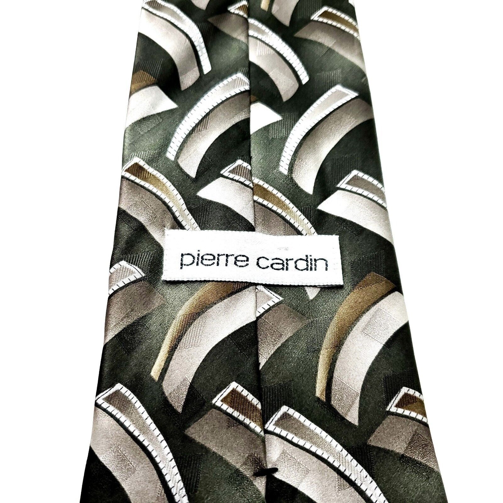 Pierre Cardin Pierre Cardin Silk Tie Green Brown Wide Abstract Size ONE SIZE - 3 Thumbnail