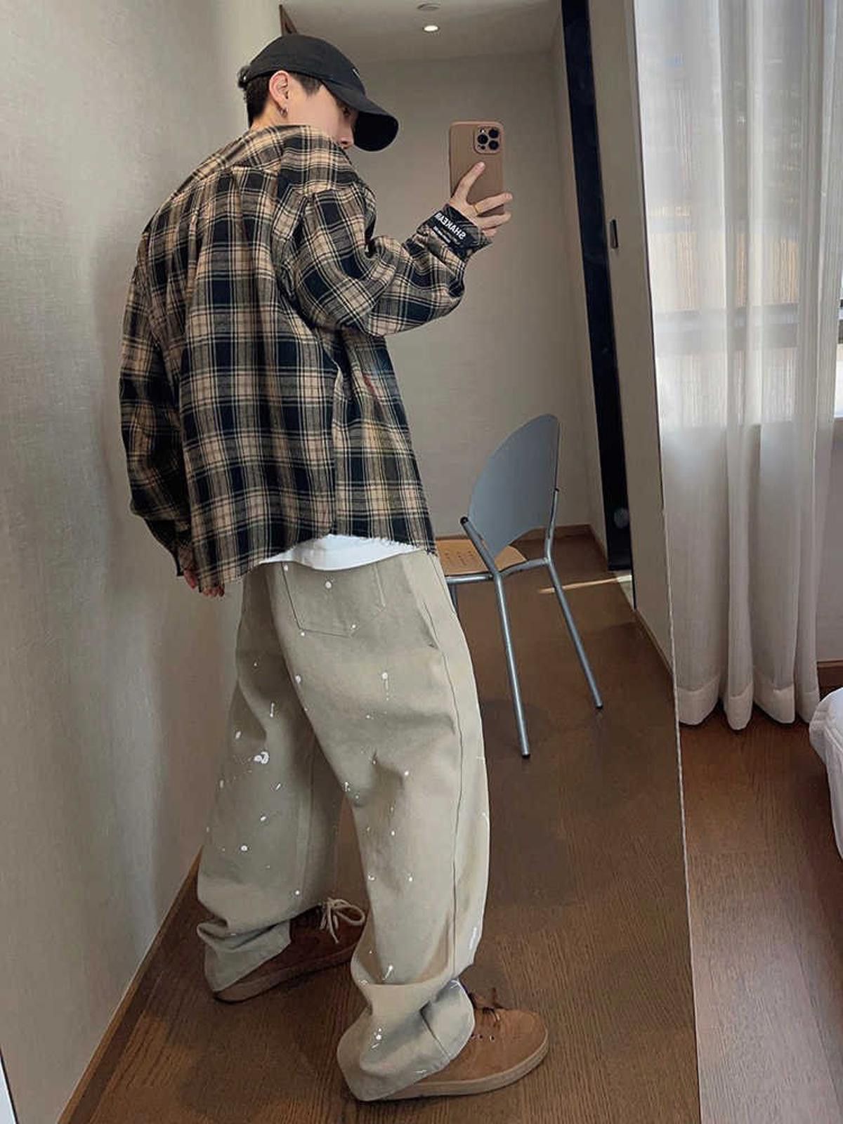 Flannel × Vintage Paint Splash Oversized Plaid Flannel Long Sleeve Shirt Size US M / EU 48-50 / 2 - 5 Thumbnail