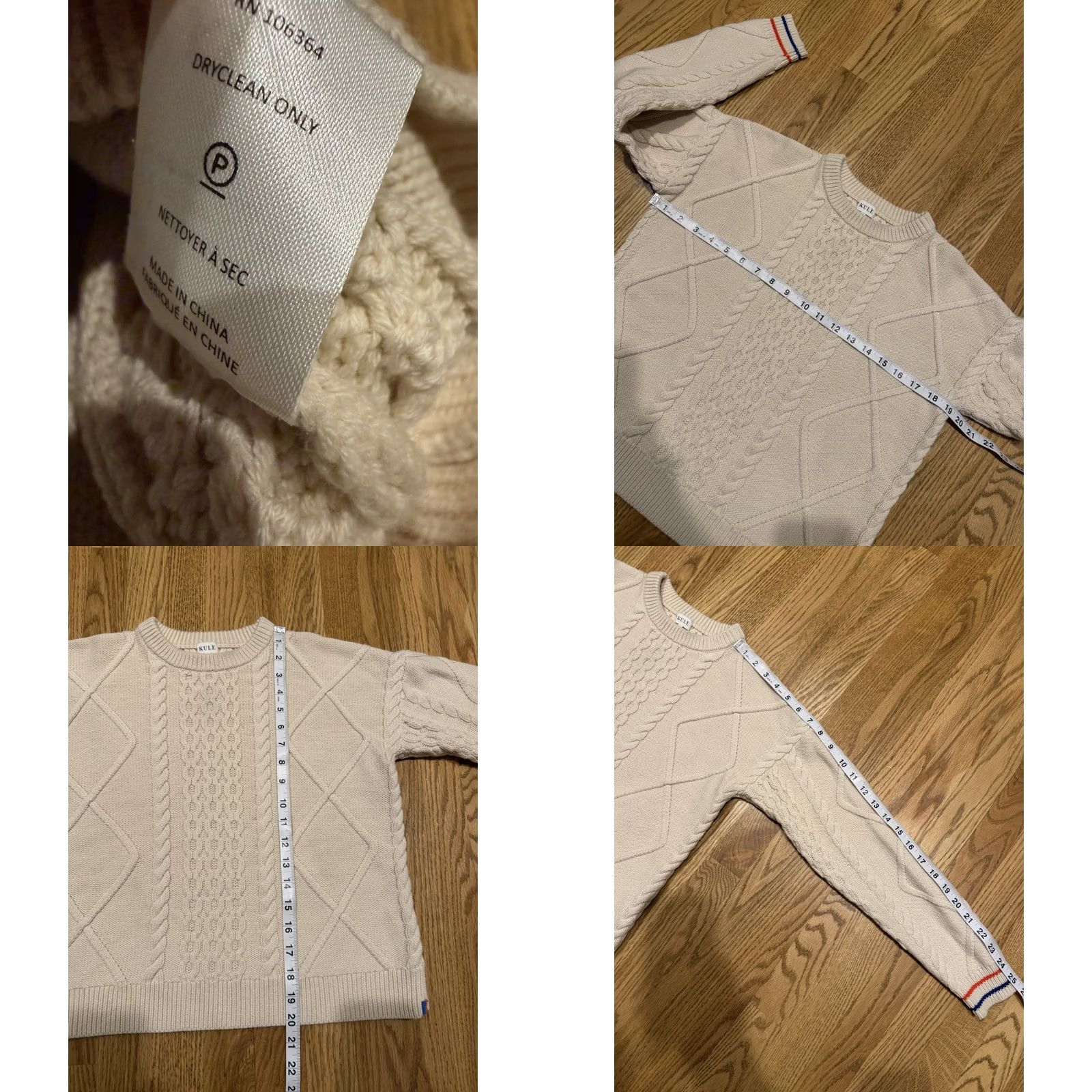 KULE Anthropologie Kule Verne Cable-Knit Sweater Women’s XS Wool Blend Cream Size XS / US 0-2 / IT 36-38 - 8 Thumbnail