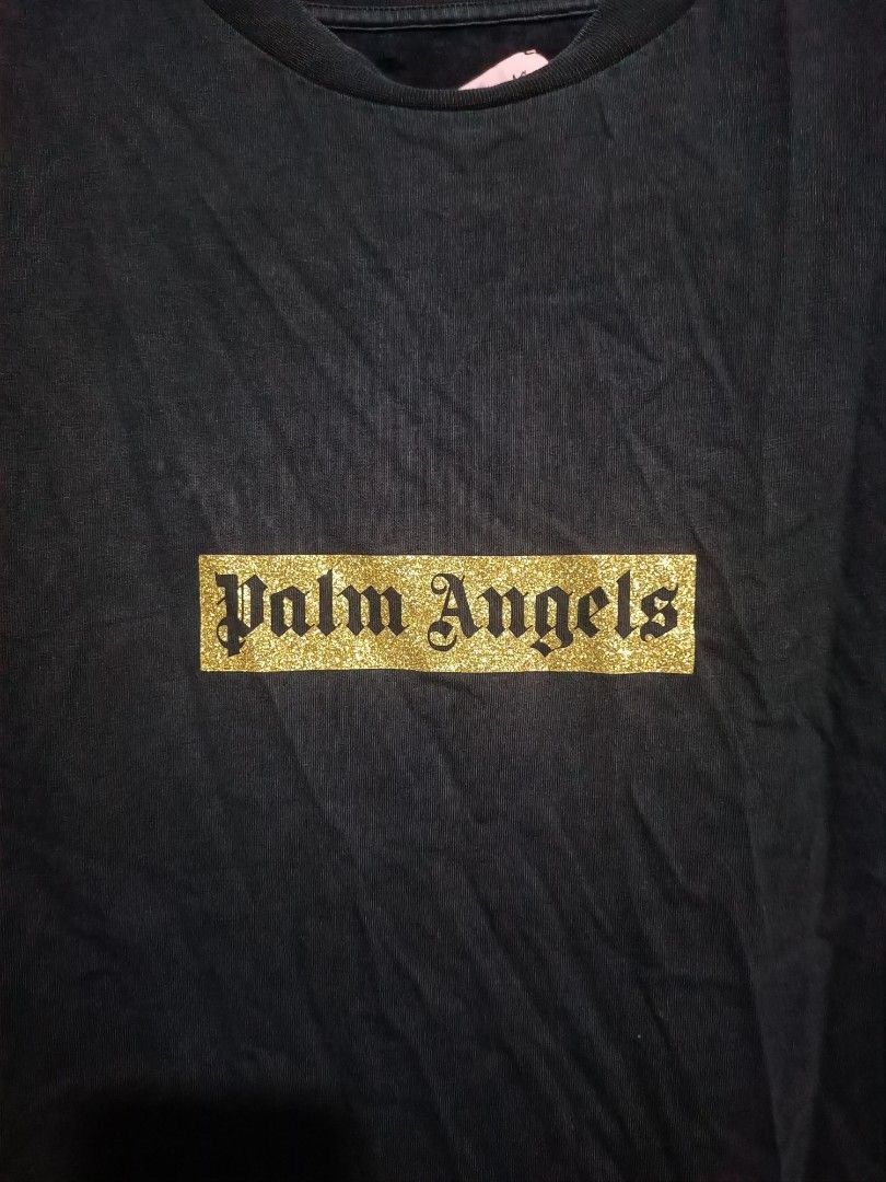Palm Angels Palm Angels Gold Glitter Box Logo Tee Size US S / EU 44-46 / 1 - 2 Thumbnail